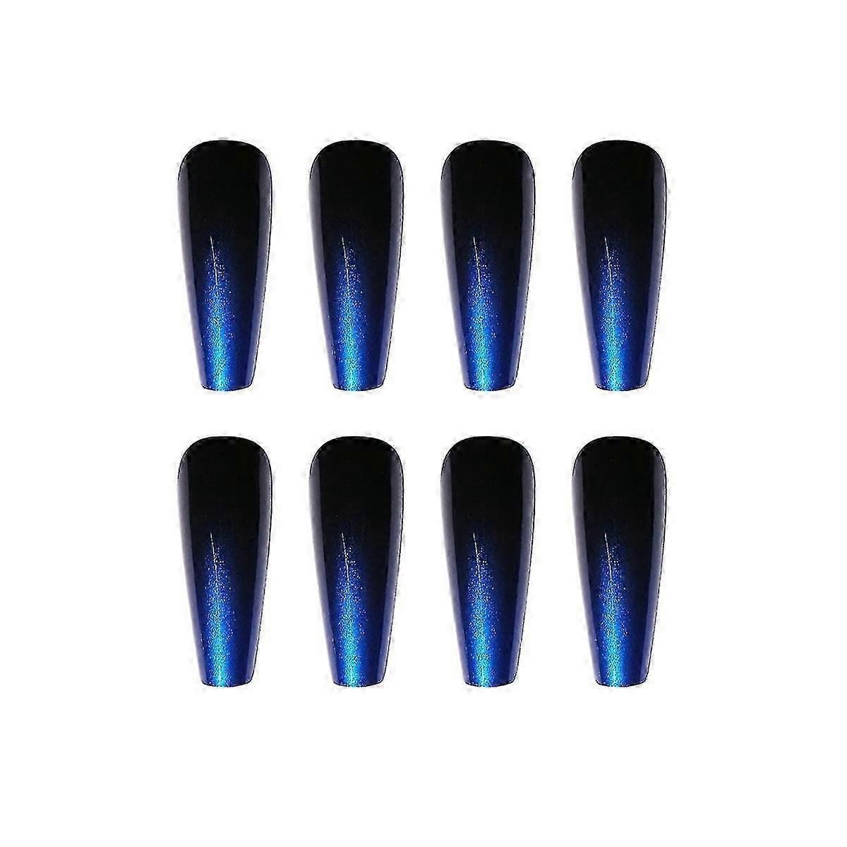 False Nail Tips Fake Artificial Art Diy Finger Cover Black And Blue Gradient Long Ballet Finished Waterproof