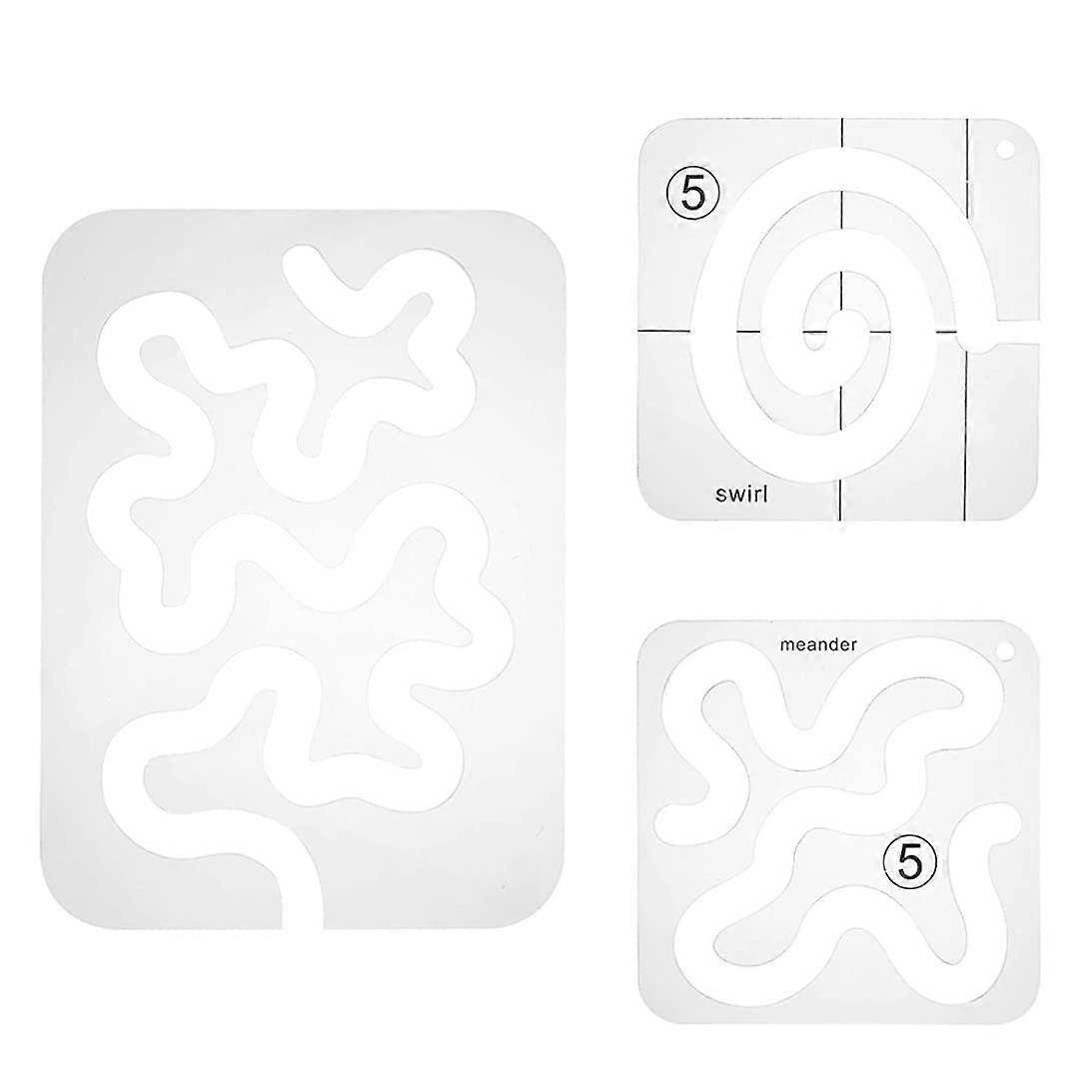 Quilt Templates Acrylic For DIY Quilting Frame Ruler, 3Pcs Stipple Stencil Set, Compatible With Household Machines