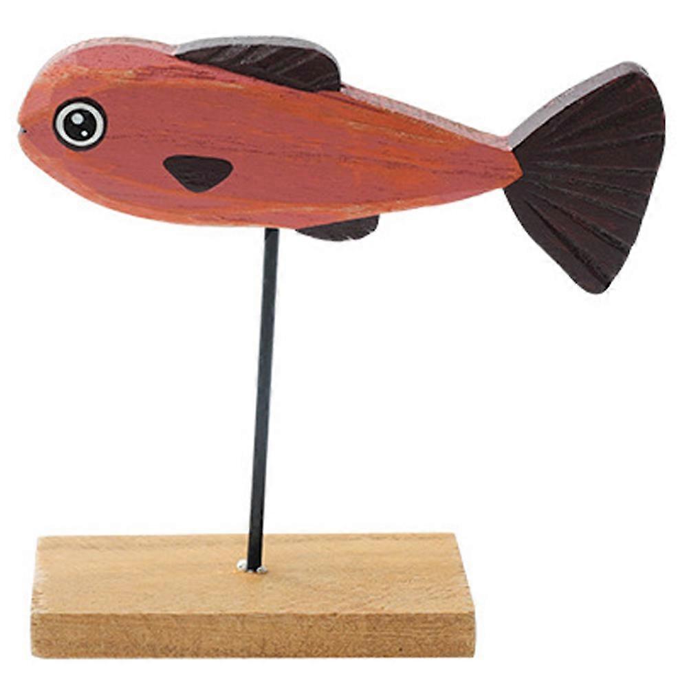 Fishing Decor Home Wooden Fish Adornment Mediterranean Style Artificial Fish Model Wood 14x13.5cm Imagination Development 1Pack