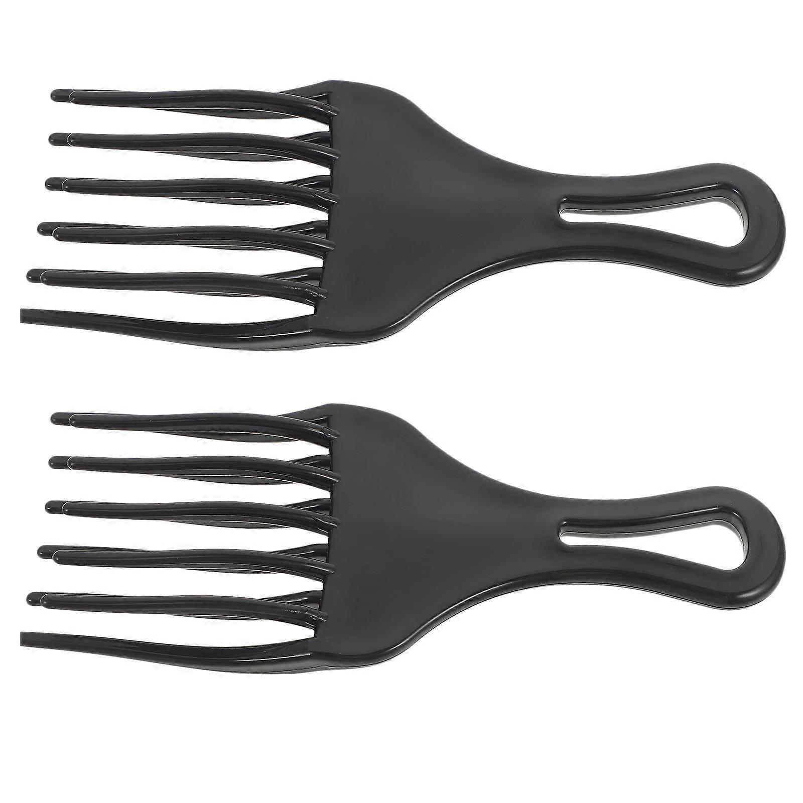 Rake Comb Plastic Wide Tooth Comb for Hair Combing 2Pcs Black Style