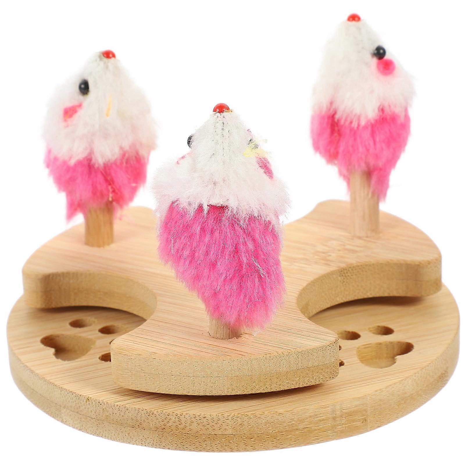 Pet Turntable Kitten Toy Synthetic Material Cat Toy Indoor Play Round Shape 1Set