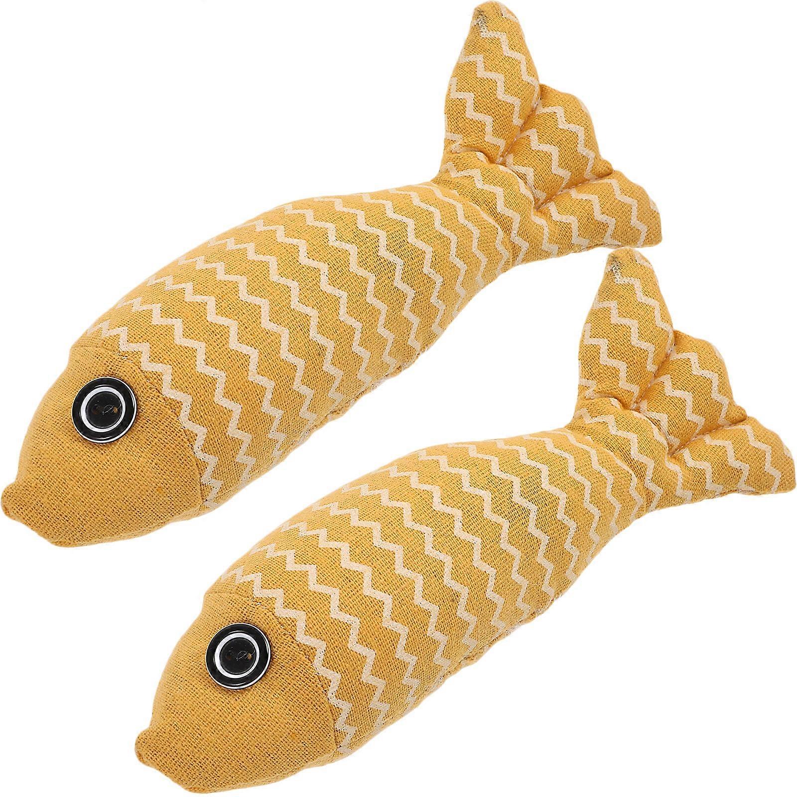 Cat Plaything Interactive Toys Cat Simulated Non-Woven Stuffed Fish Toy Durable Bite-Resistant 20.00X6.00X1.00CM 2Pcs