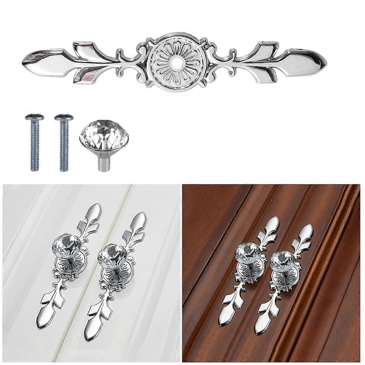 Cabinet Handle Knobs for Furniture Pull Silver Diamond Shape 17 x 3.5 x 3 Decorating