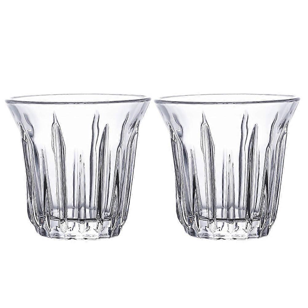 Glass Beverage Mugs Heat Resistant Coffee Cups Home Use 6.9X6.7CM 2Pack