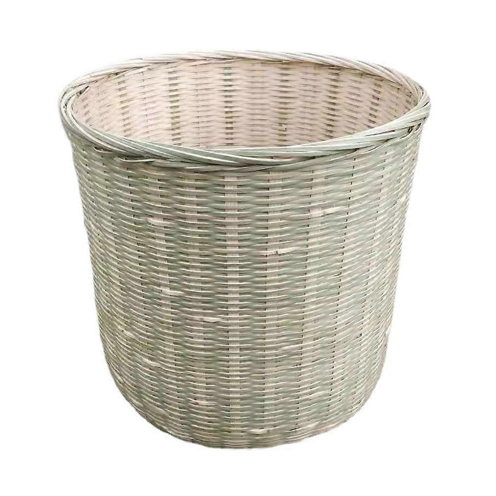 Kitchen Trash Can Bamboo Woven Vegetable Basket Round Style Rustic Chic For Toys 27X26CM 1Set