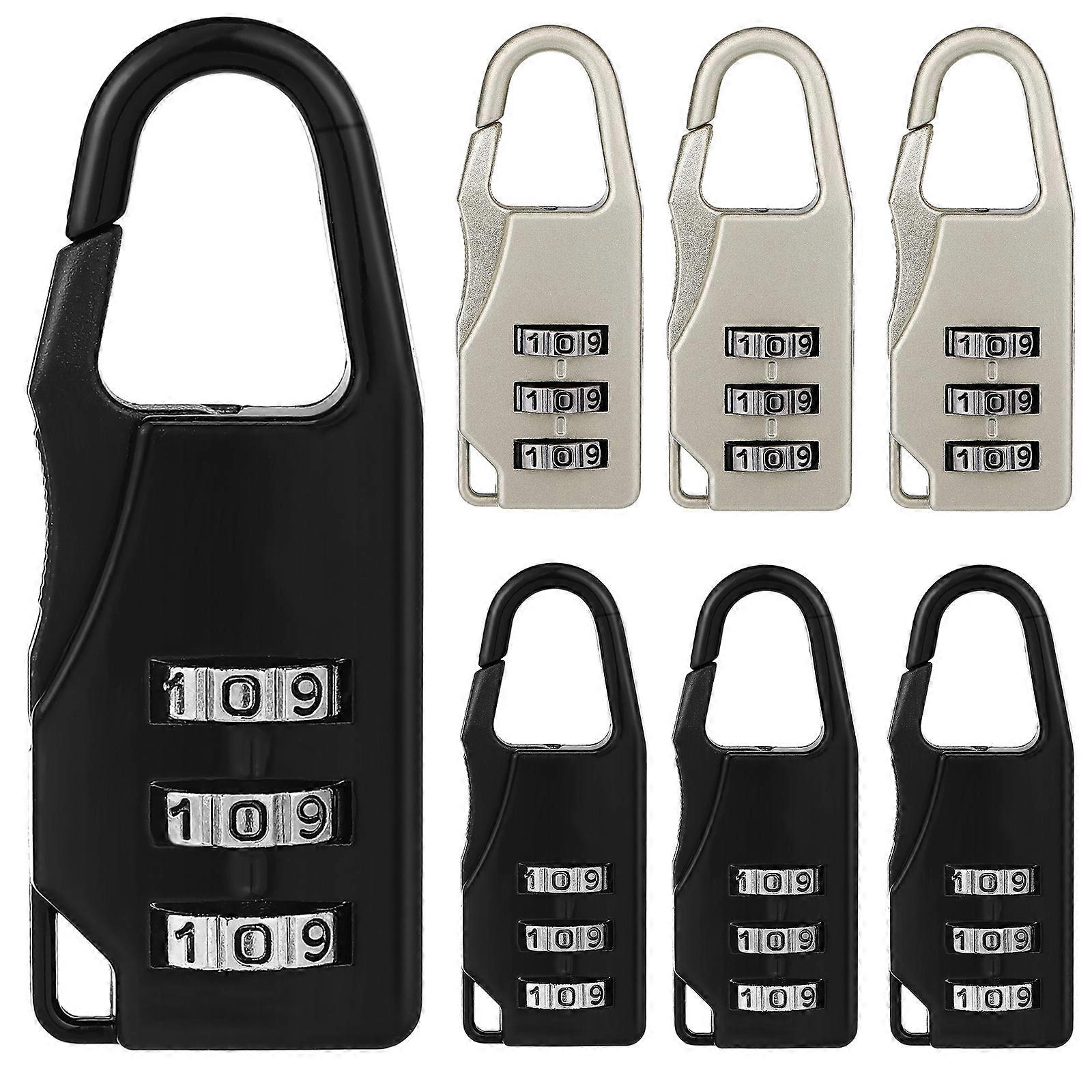 Small Combination Lock Zinc Alloy Rectangular Password Suitcase Luggage Cabinet 6Pcs Black and Silver