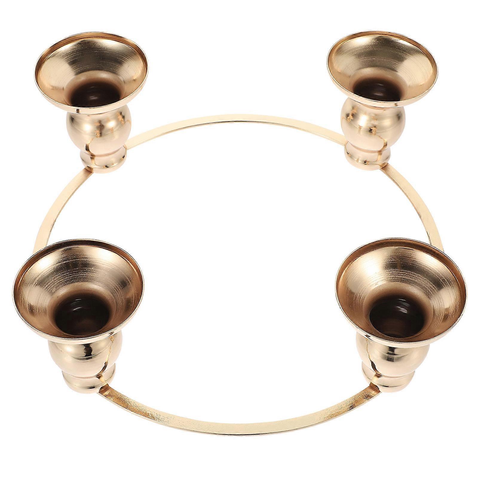 Candle Holder Christmas Advent Wreath Ring Elegant Design For Table Centerpiece Golden 24.00X24.00X6.20CM Decorative 1Pack