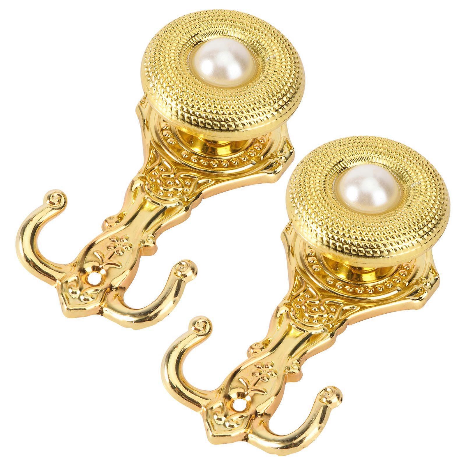 Tieback Hooks Modern Design Wall Mounted Curtain Holdbacks With Pearl Decoration For Room Enhancement 1 Pair