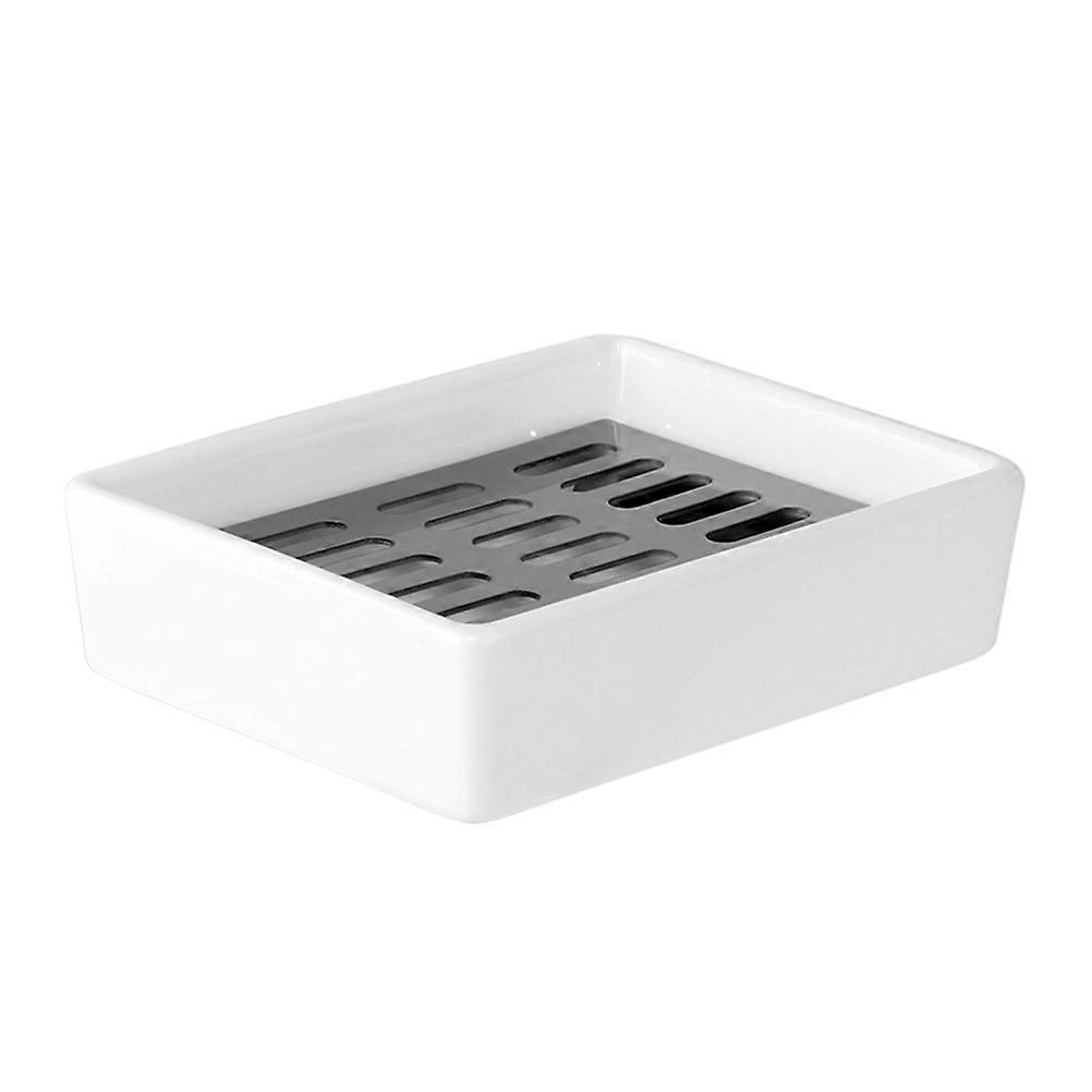 Drain Soap Box Ceramic Counter Top Reduce Bacteria Growth 1Set