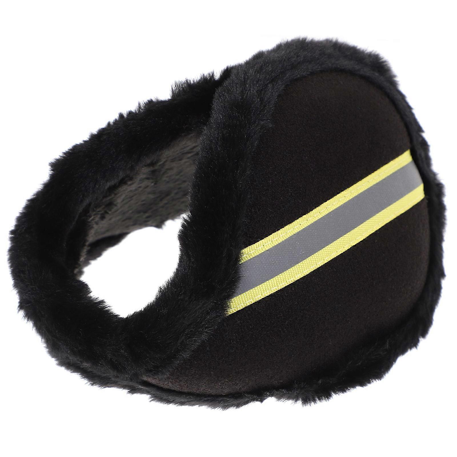 Ear Muffs For Cold Weather Unisex Ear Warmer Winter Warm Earmuff Thermal Ear Cover Camping Black 16X16CM Fluff Round 1Pack