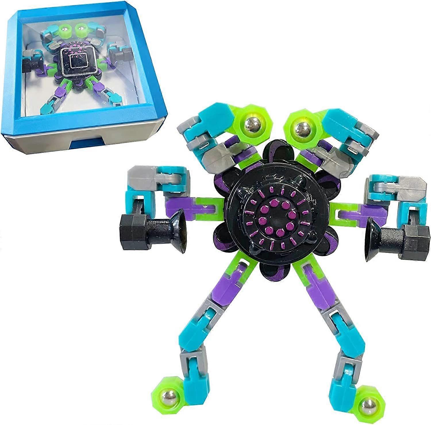 Deformable Fidget Spinner - Decompression Fingertip Spinner, Children's Unique DIY Chain Cool Fidget Robot, Stress Relief & Anti Anxiety Toys for Adul