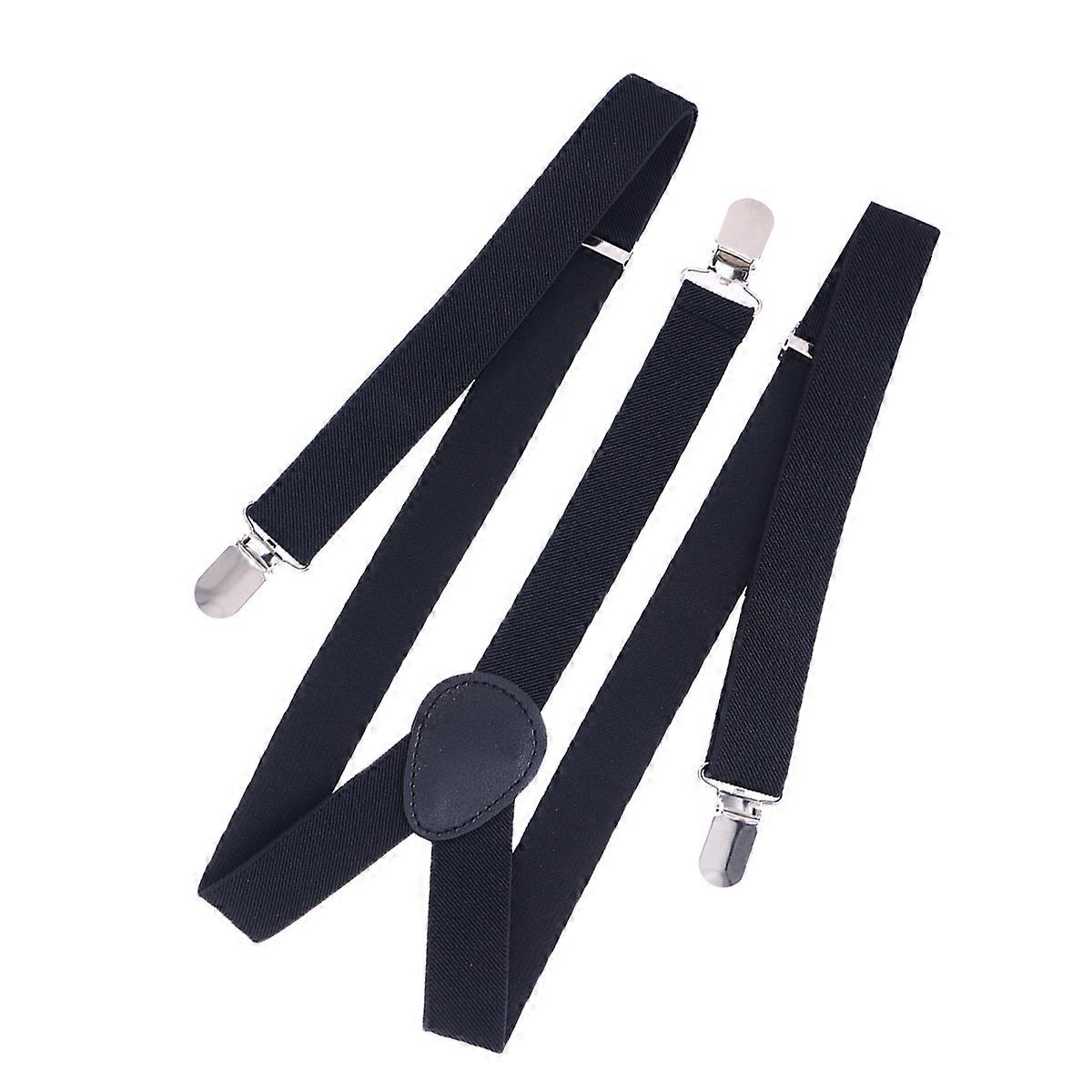 Adjustable Suspenders for Men and Women Y-Shape with 3 Clips Strong and Durable Black 2.5cm 80cm 1Set