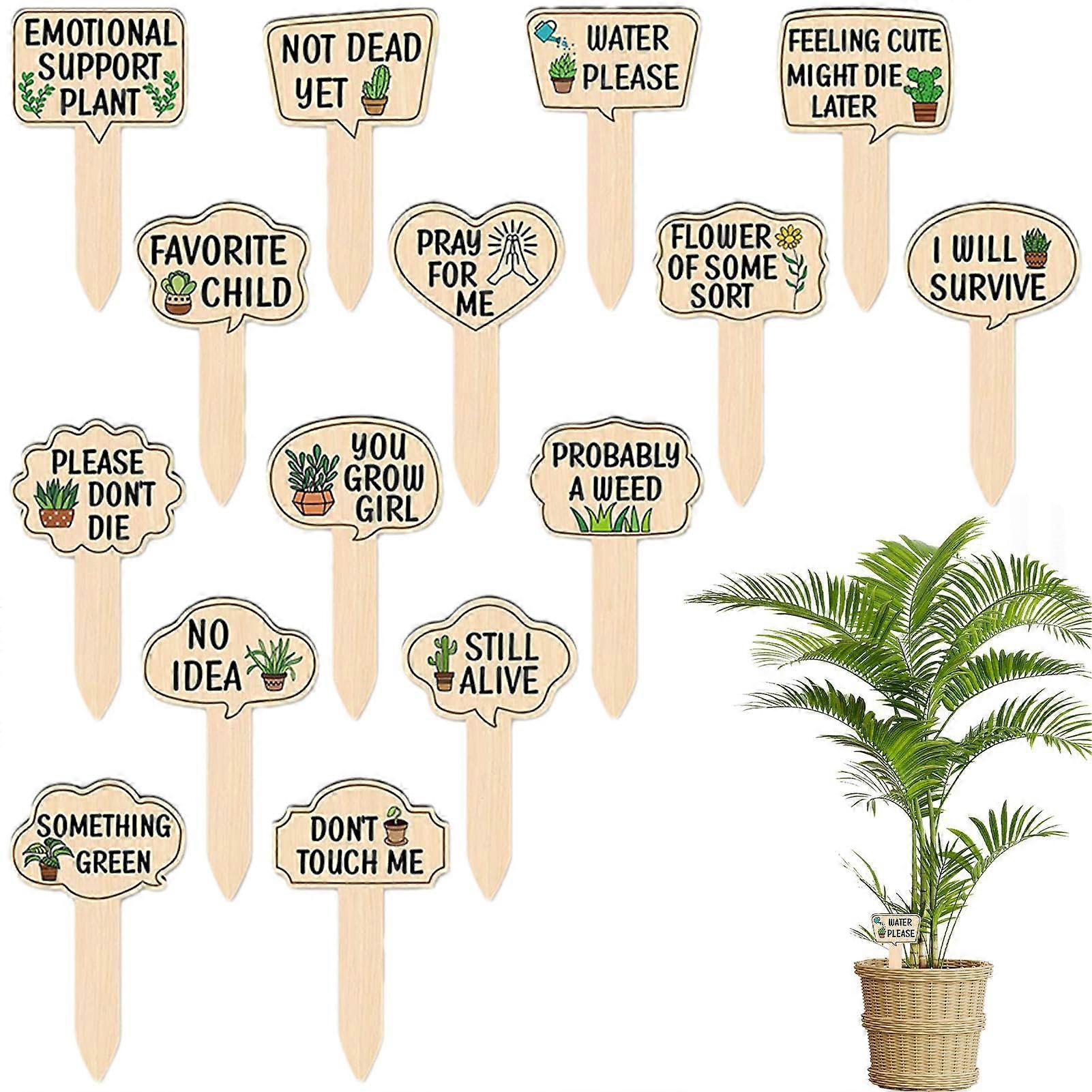 Garden labels Garden labels for plants 15X wooden sticks with funny sayings for flower pots garden greenhouse plant cultivation