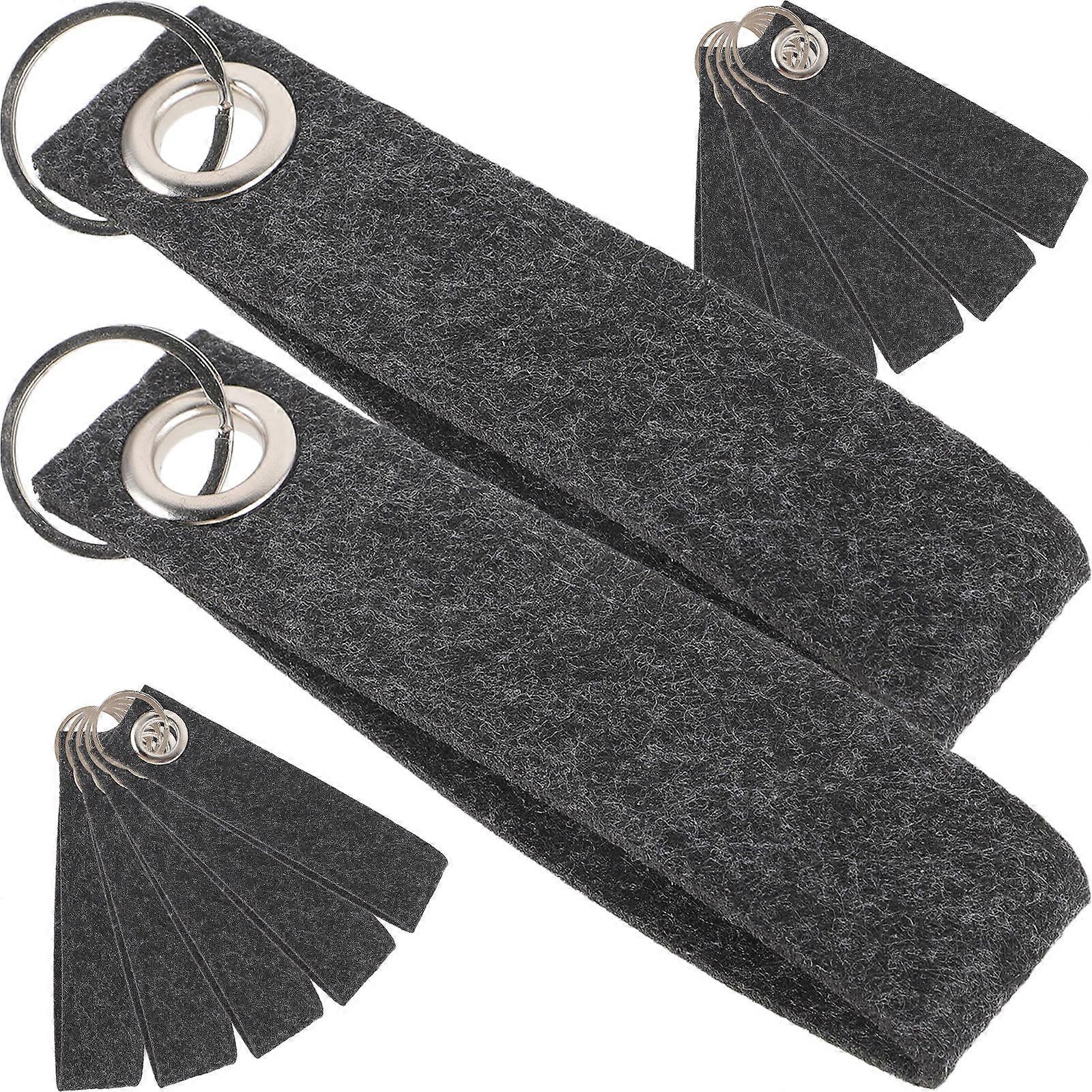 Key Chain Craft Felt Keychains Dark Grey Metal Rectangular 12.5x2.5cm Diy For Birthday 20Pcs