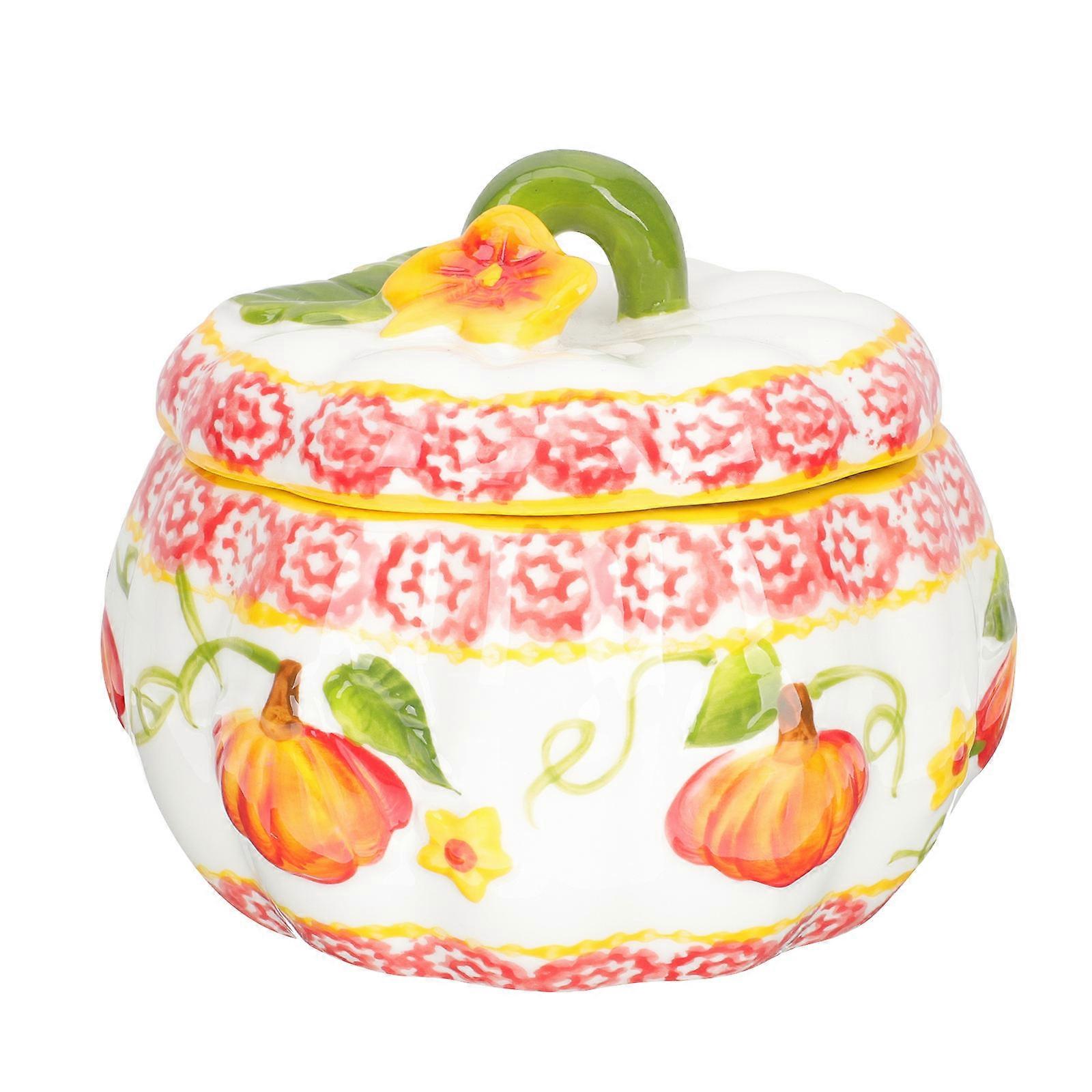 Pumpkin Shaped Ceramic Candy Jar | Retro Design Storage Holder for Tea, Decorative Jar for Home & Festive Occasions
