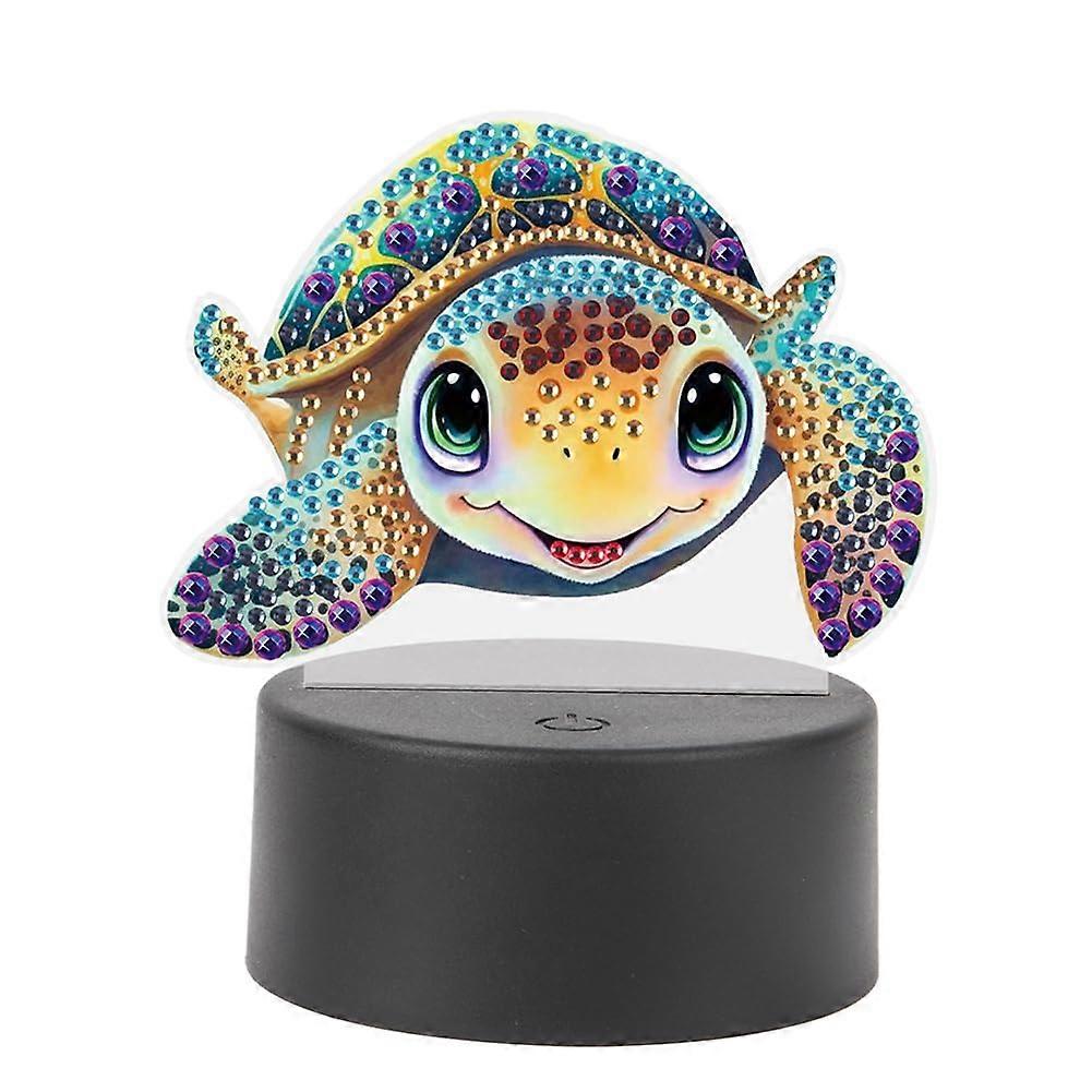 DIY Diamond Painting Turtle Decoration Set, 5D Night Light Craft Kit, Creative Art Ornaments for Girls - Sea Turtle Design