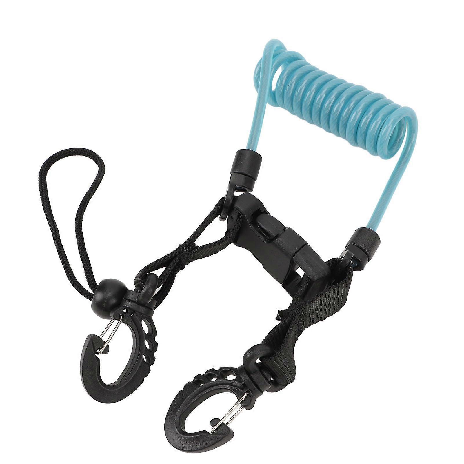 Underwater Camera Lanyard Quick-Release Buckle Stainless Steel Wire Spiral Camera Lanyard For Lighting Tools Sea Blue