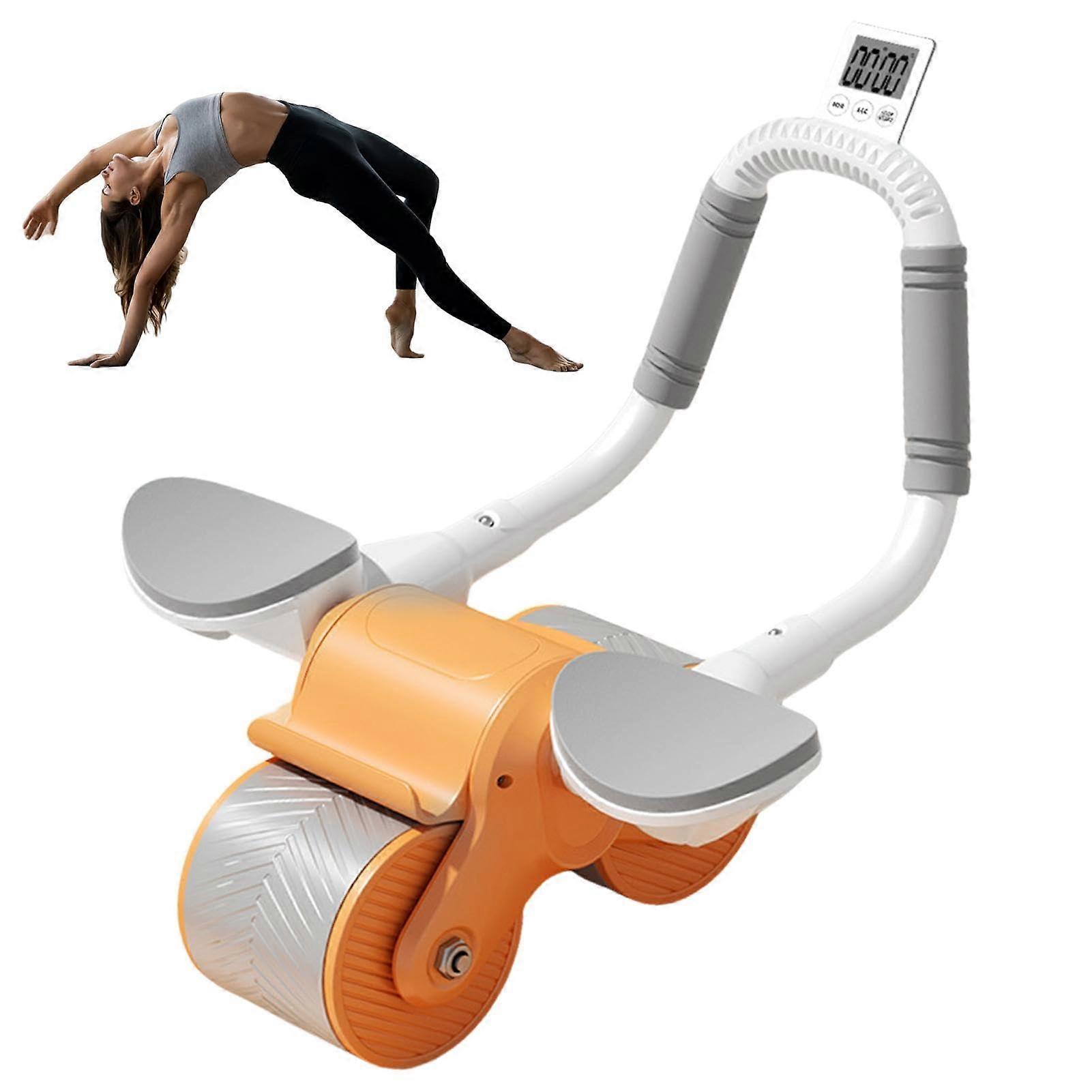 Ab Roller with Elbow Support, Abdominal Wheel with Timer Gym Orange