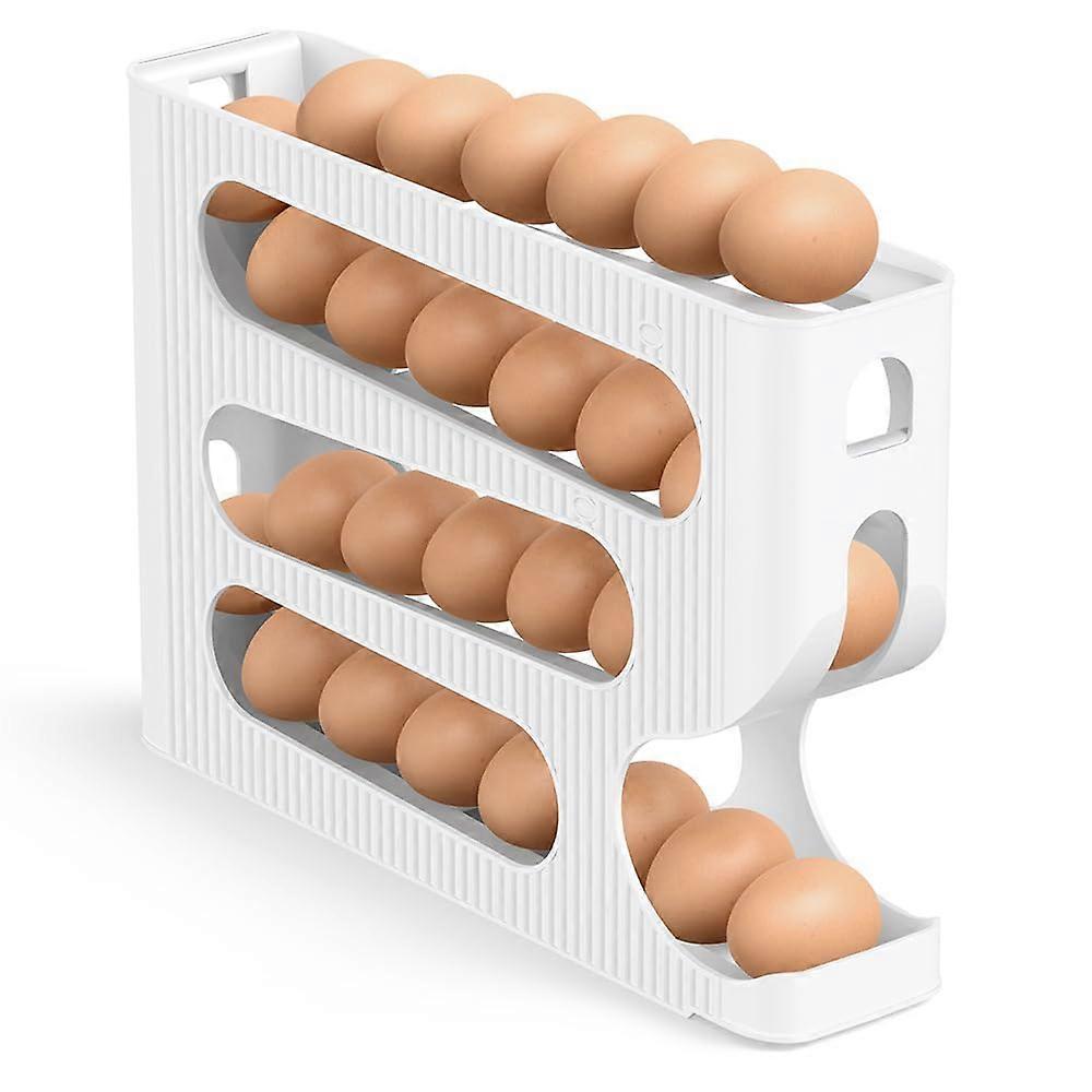 Egg Trays for Fridge, Automatic Rolling Egg Holder for 28 Medium Eggs, Space Saving Storage Container, Kitchen Organizer