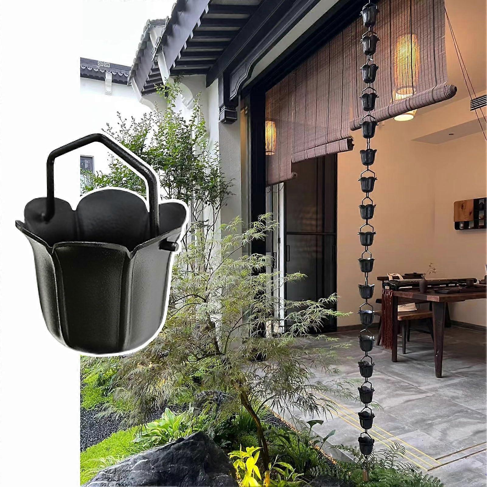 Rain chain with flower pots, 1–4 m rainwater collector, gutter chain (2.4 m)