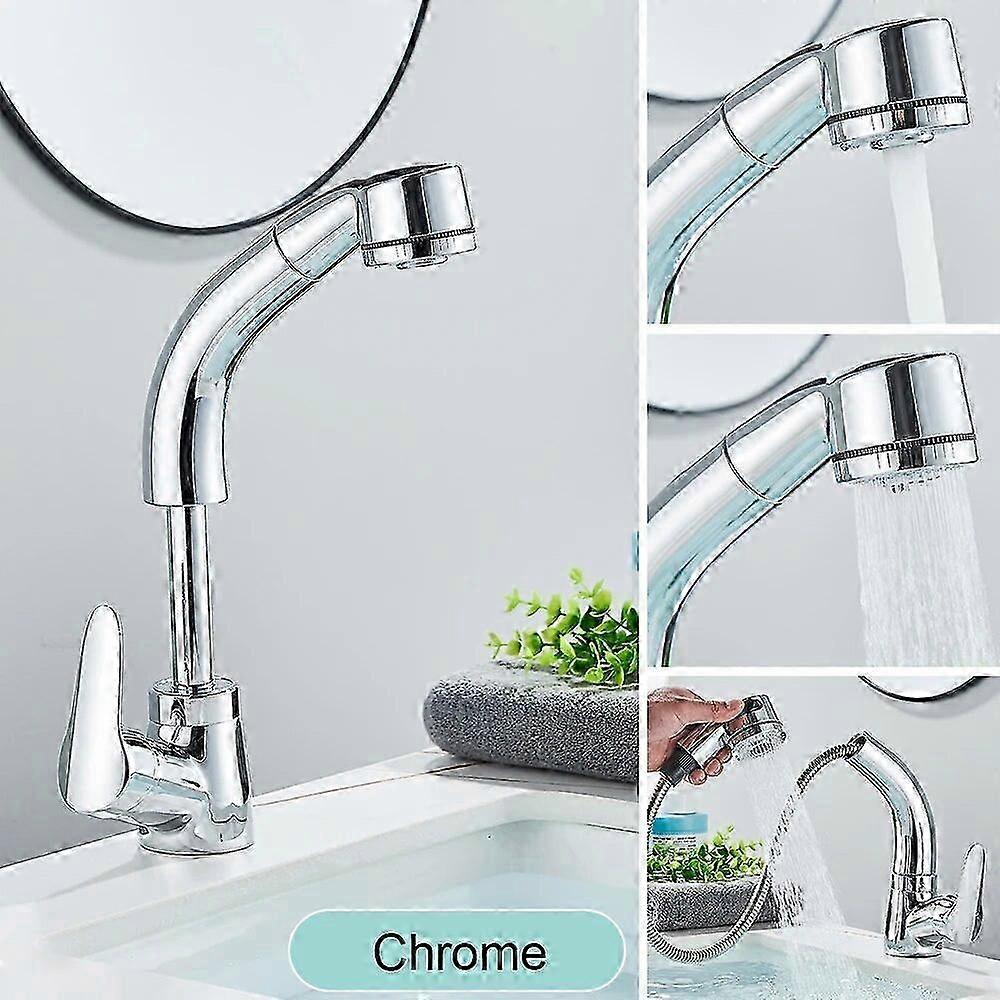 Robinet de lavabo de salle de bain noir avec bec coulissant Robinets mélangeurs chaud-froid à poignée unique