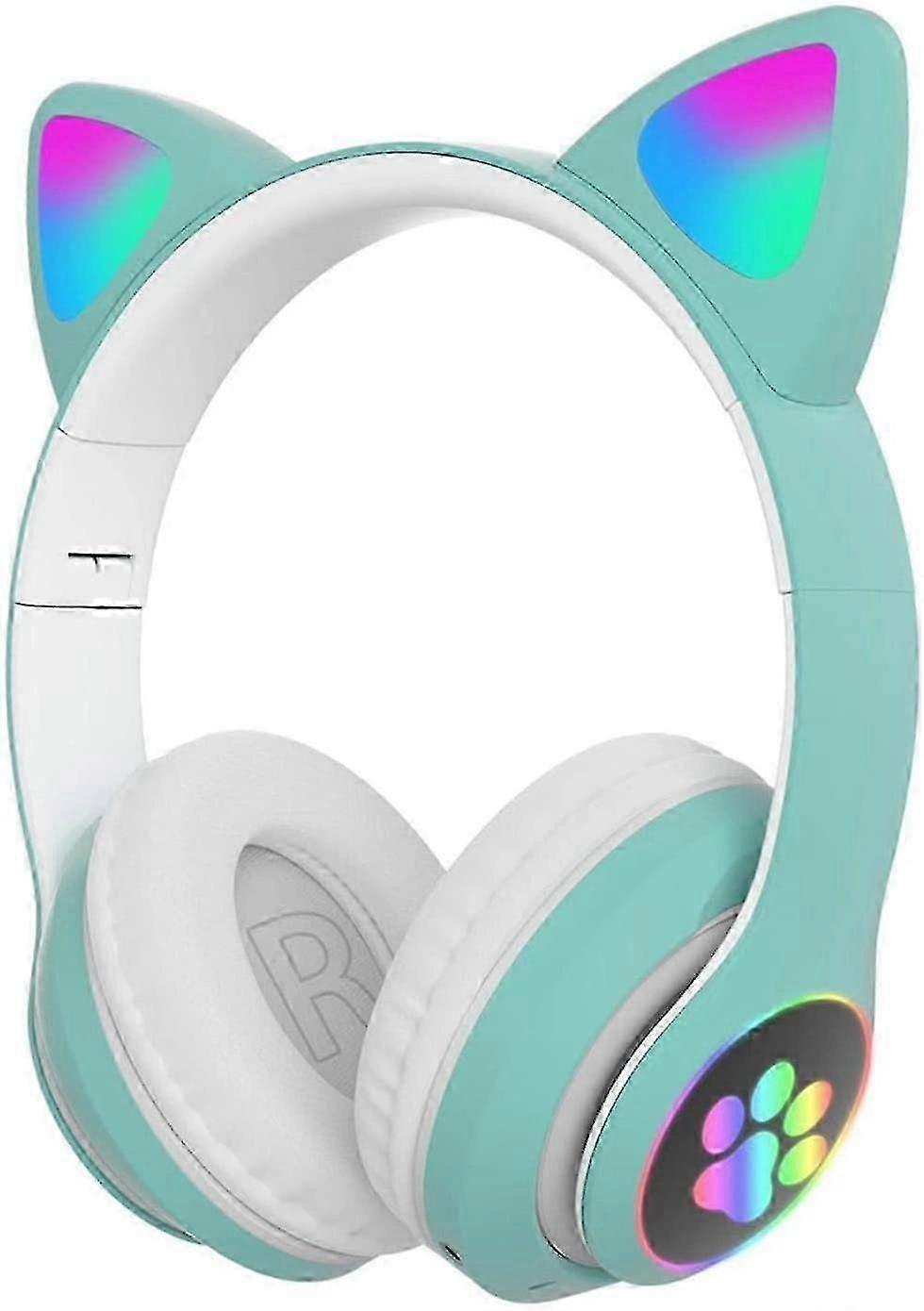 Modisches Bluetooth-Gaming-Headset mit LED-Katzenohren Wireless (Grün)