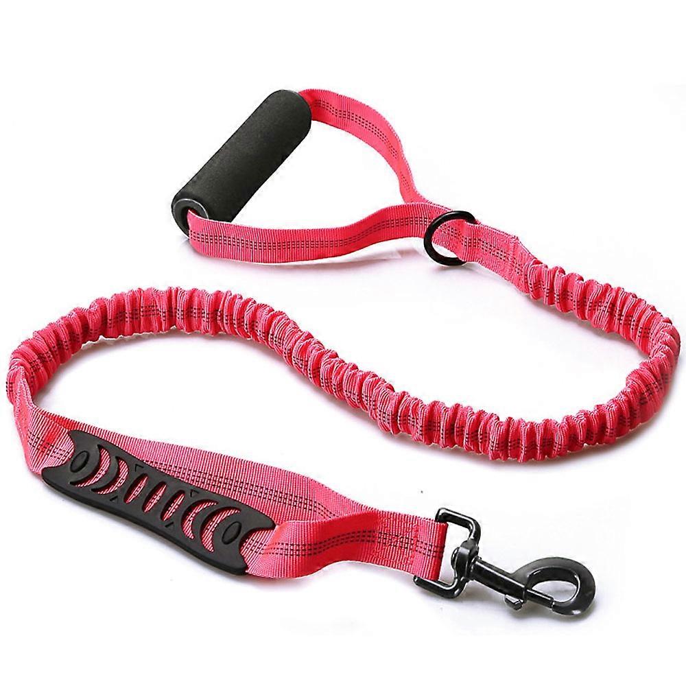 High Reflective Heavy Elastic Bungee Jumping Medium And Large Dog Skin Shock Absorber, With Comfortable Cushion Handle And Traffic Handle-Rose Red