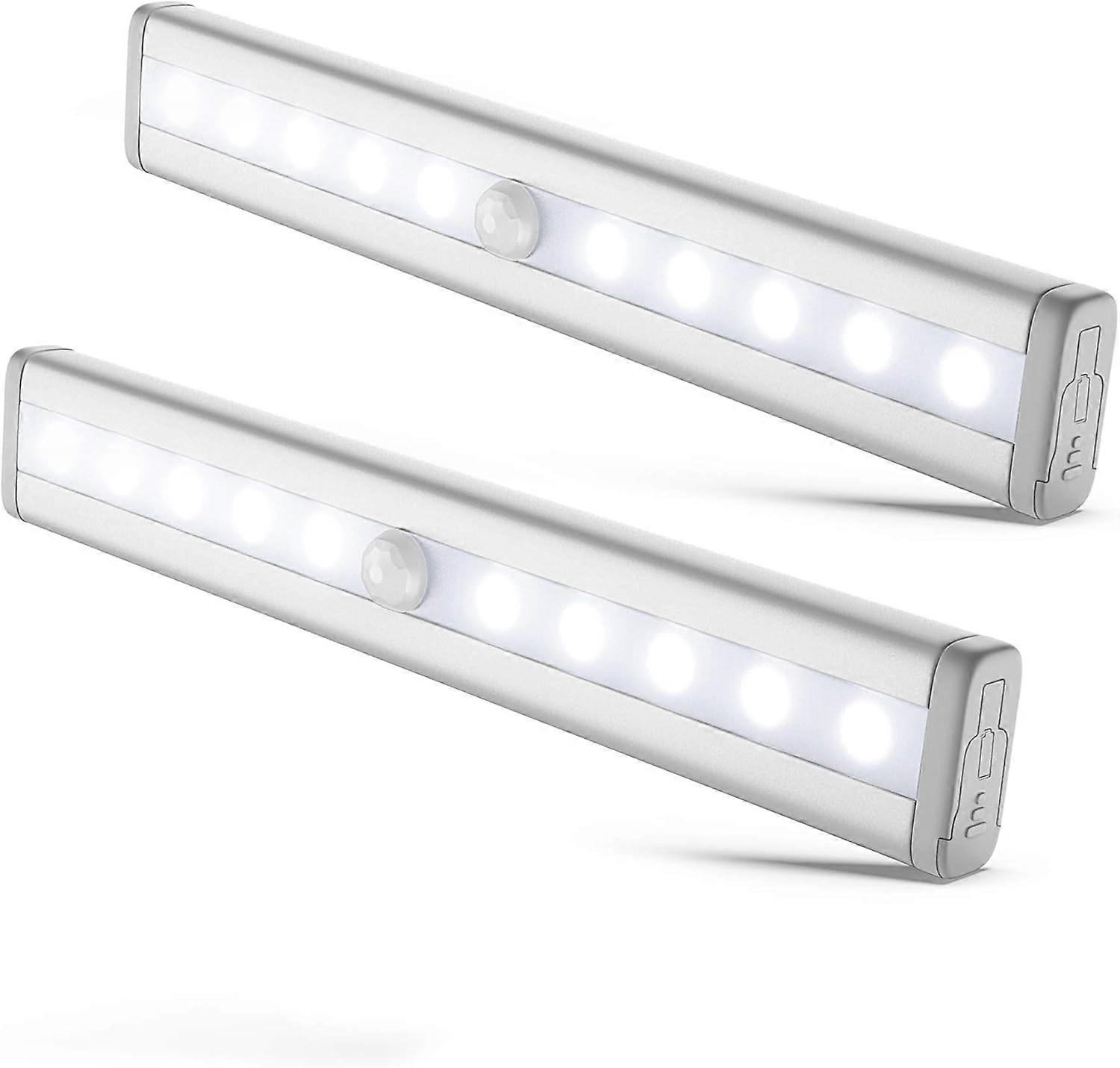 set de 2 veilleuses LED avec détecteur de mouvement, éclairage d’armoire, bande LED, autocollante, alimentée par des piles AAA (non incluses) ZeGoods