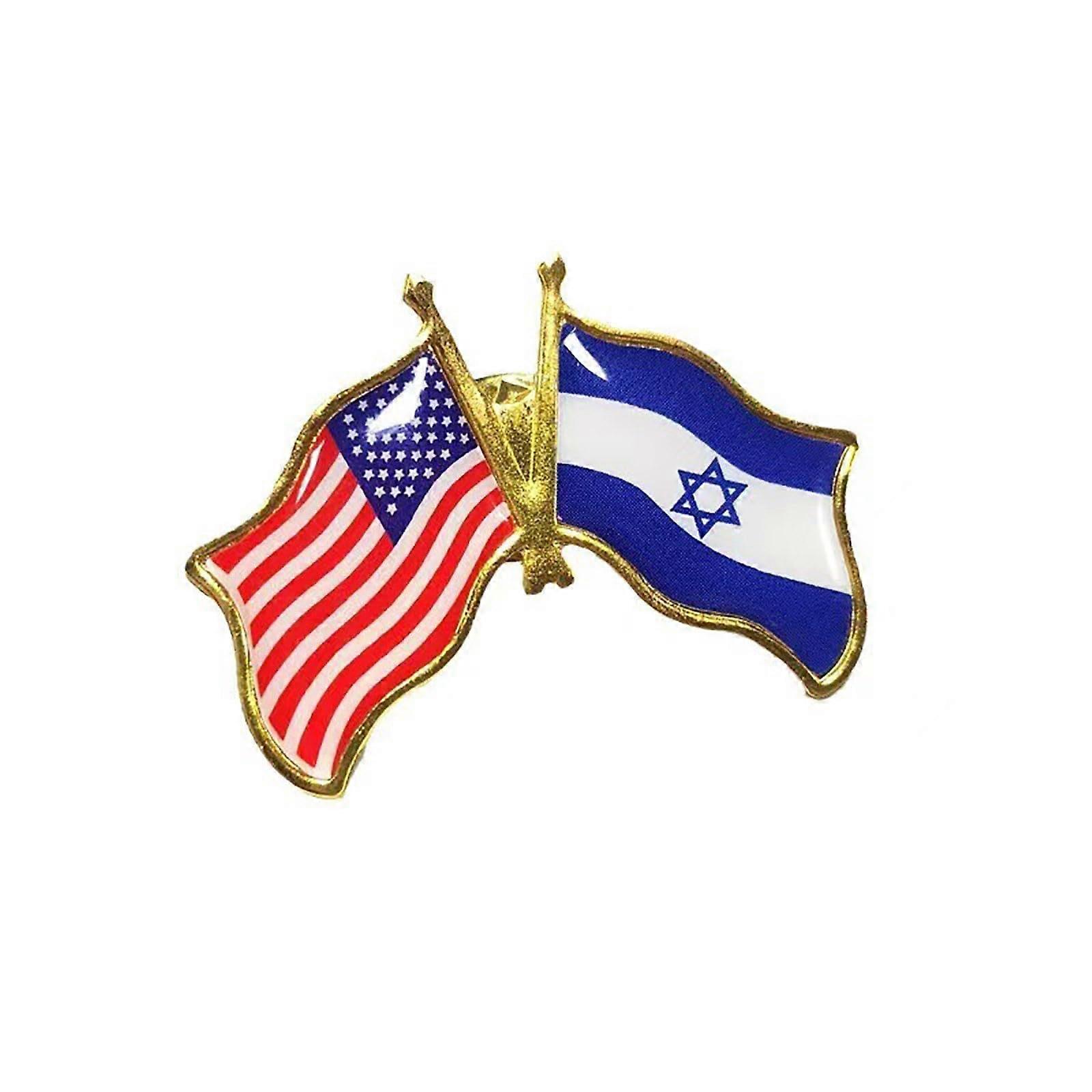 America Israel Flag Pin Badge – Metal Lapel Pin, Red, One Size, National Flags of Israel and USA, Peace Theme