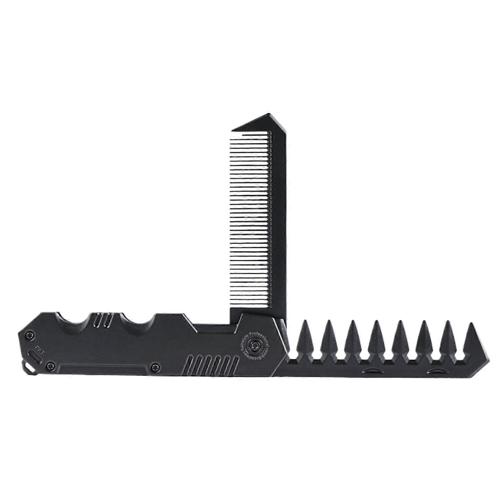 Foldable Comb | Portable Mini Hair Comb for Beards and Moustaches, Salon-Quality Styling Tool, Black
