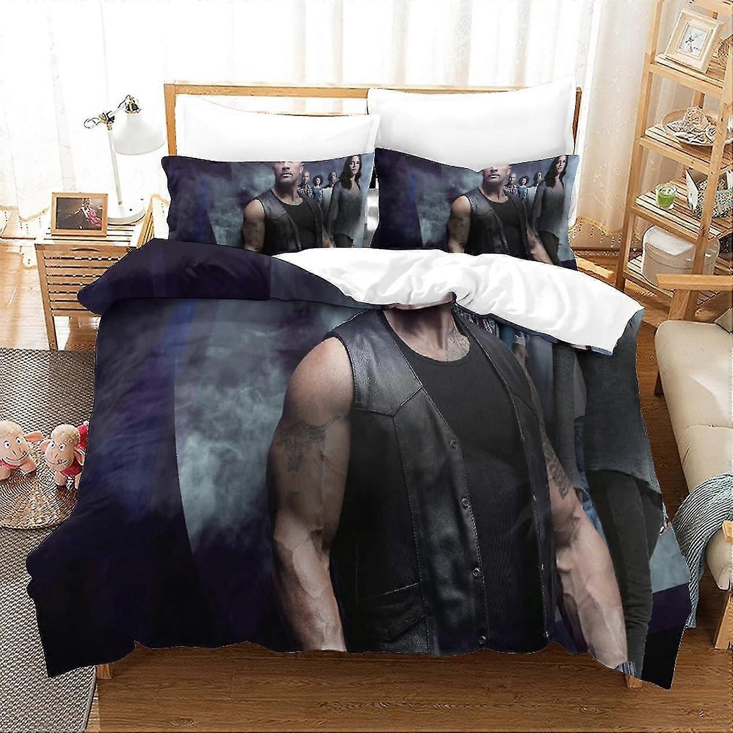 Fast & Furious Style Duvet Cover Set Bedding Zipper Closure, Ultra Soft Microfiber Quilt Cover Set of 3 Pcs Suitable for Children and Adoles