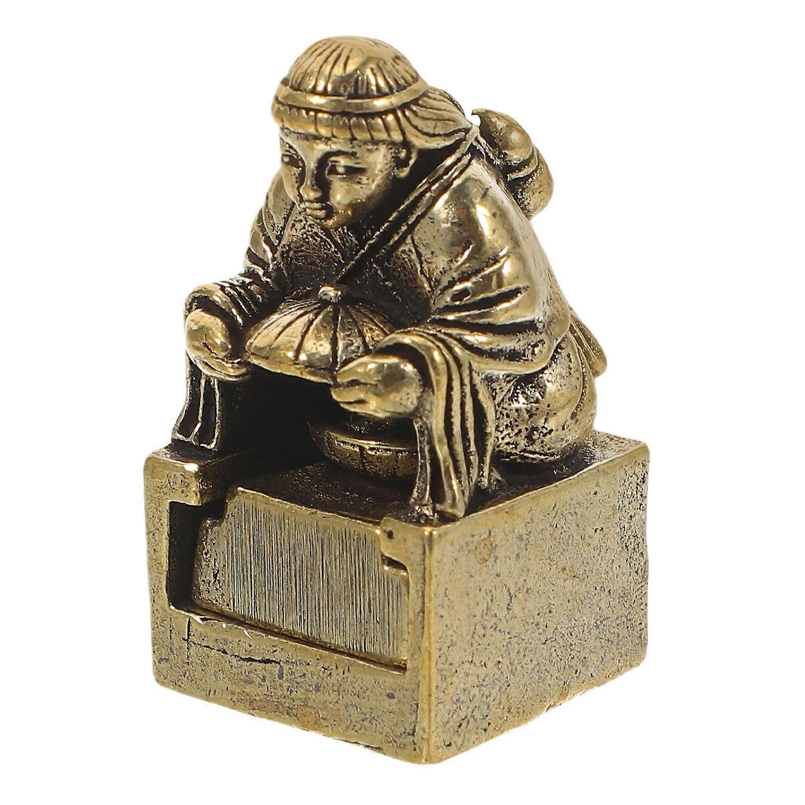 Retro Brass Turtle Sculpture Sturdy Office Ornament Detachable Seal Desktop Decoration for Home and Study Collections
