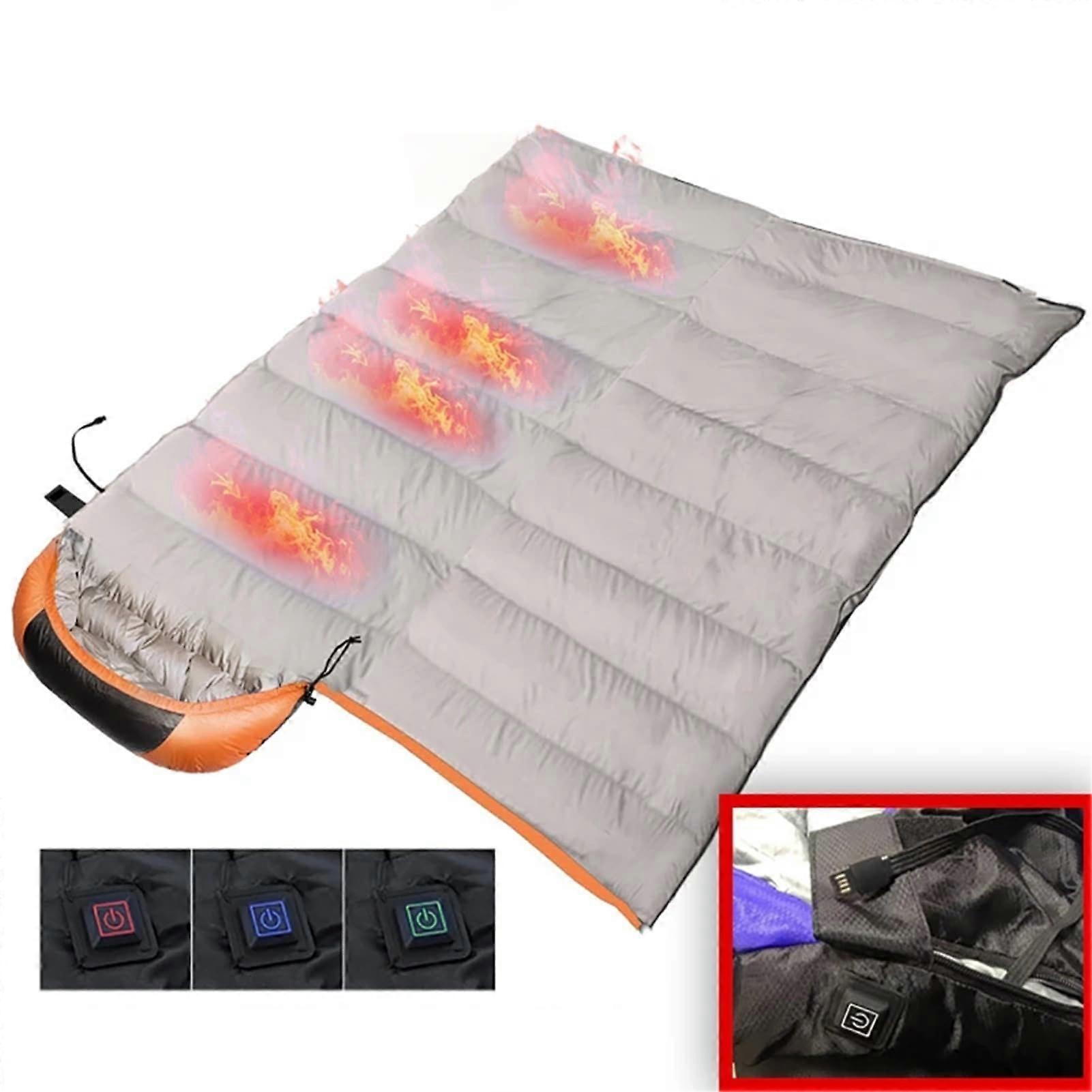 Heated Sleeping Bag With Compression Bag Cotton Mummy For Adults Waterproof Envelope Style Camping Backpacking