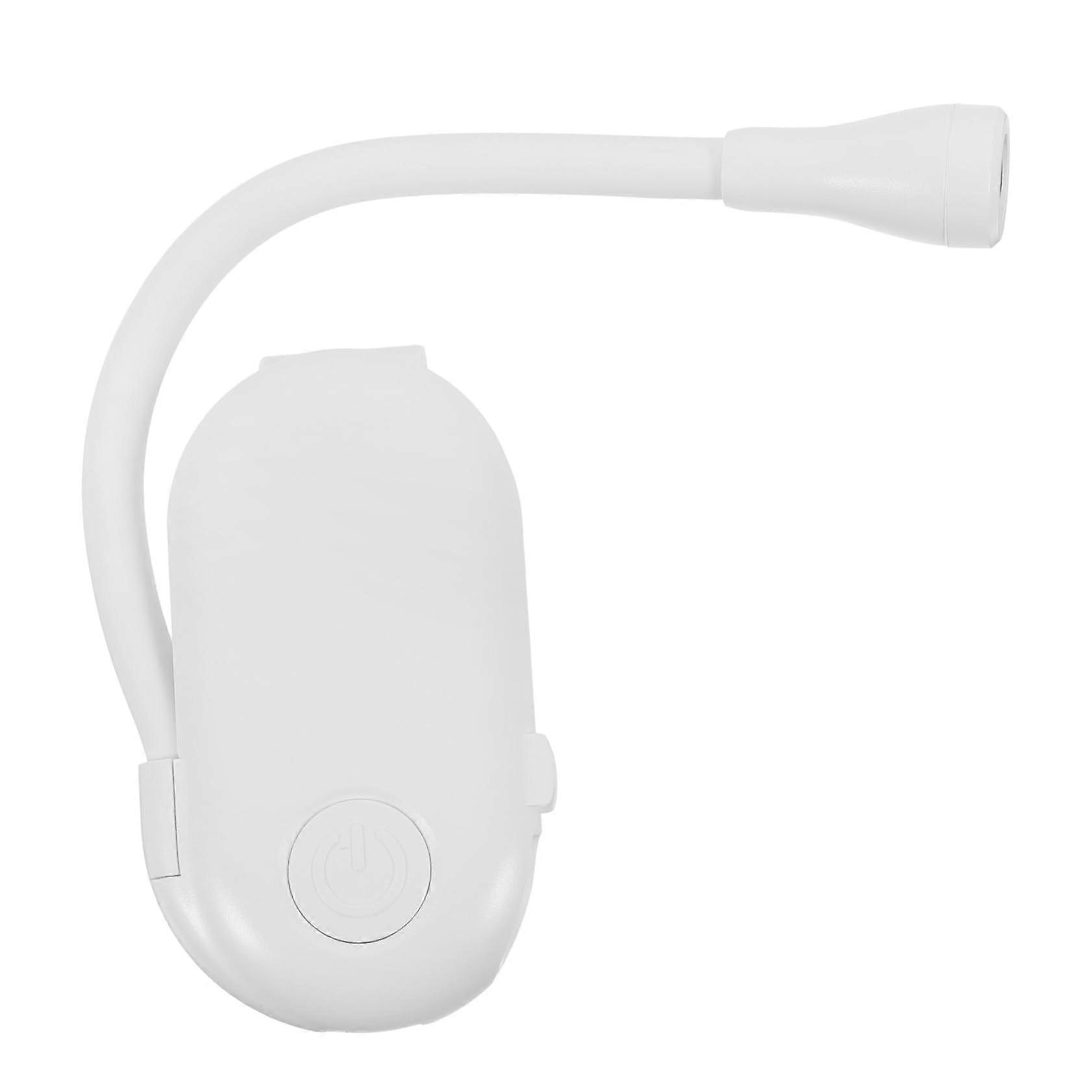 Clip Light Rechargeable Book Light with Adjustable Clip, White ABS, Portable LED Reading Lamp for Books
