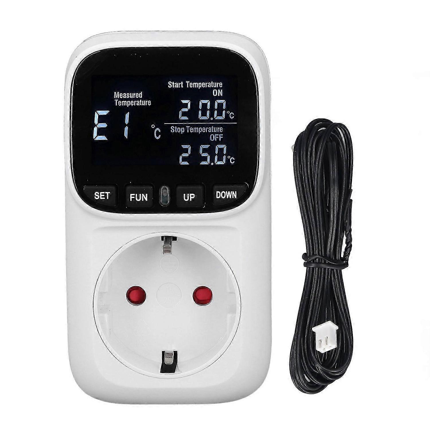 Digital Thermostat Outlet Backlit Display Plug in Temperature Controller Heating Cooling Control Socket EU 230V 16A