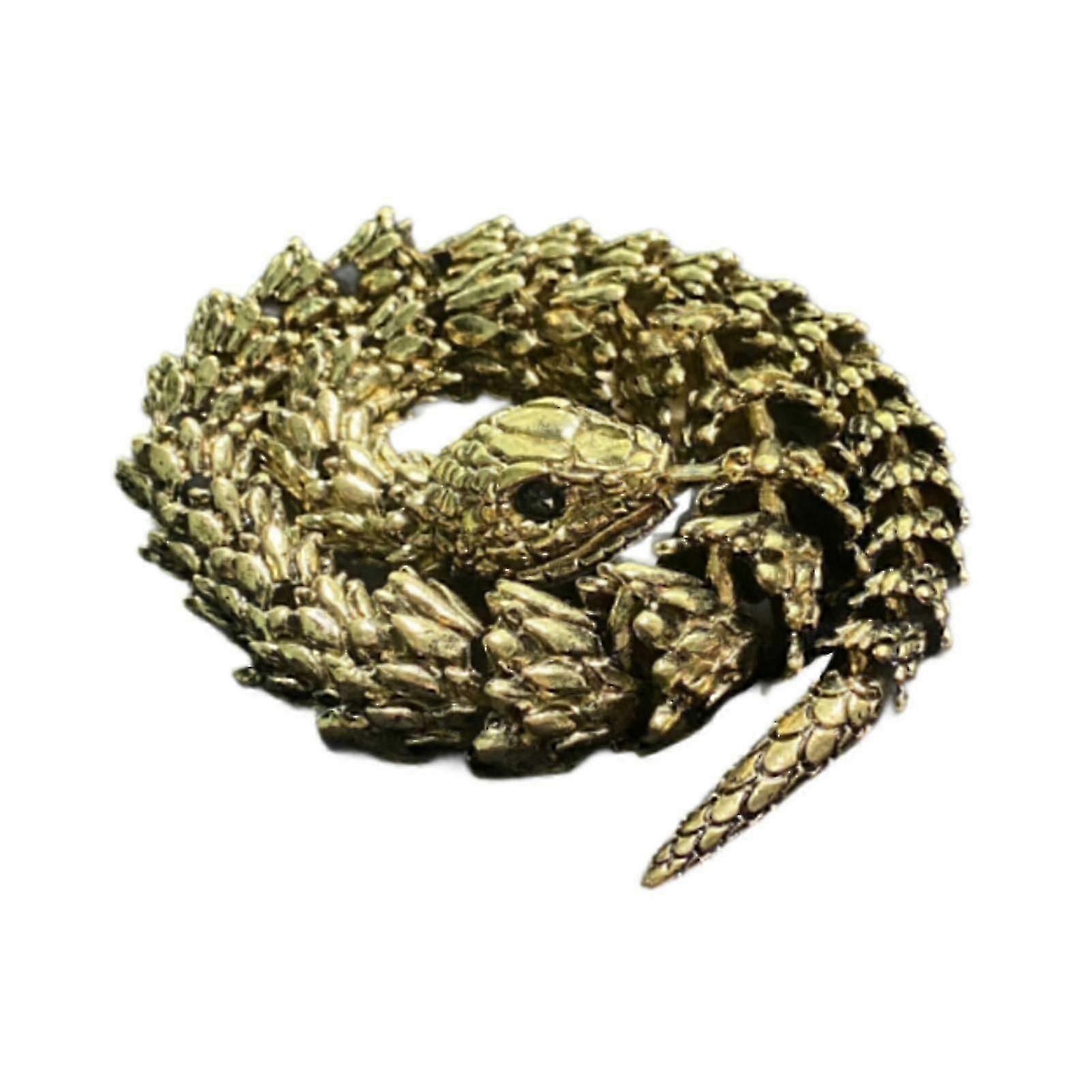 Golden Articulated Snake Statue Dashboard Ornament for Car Decor for 2025 Chinese New Year-Yvan