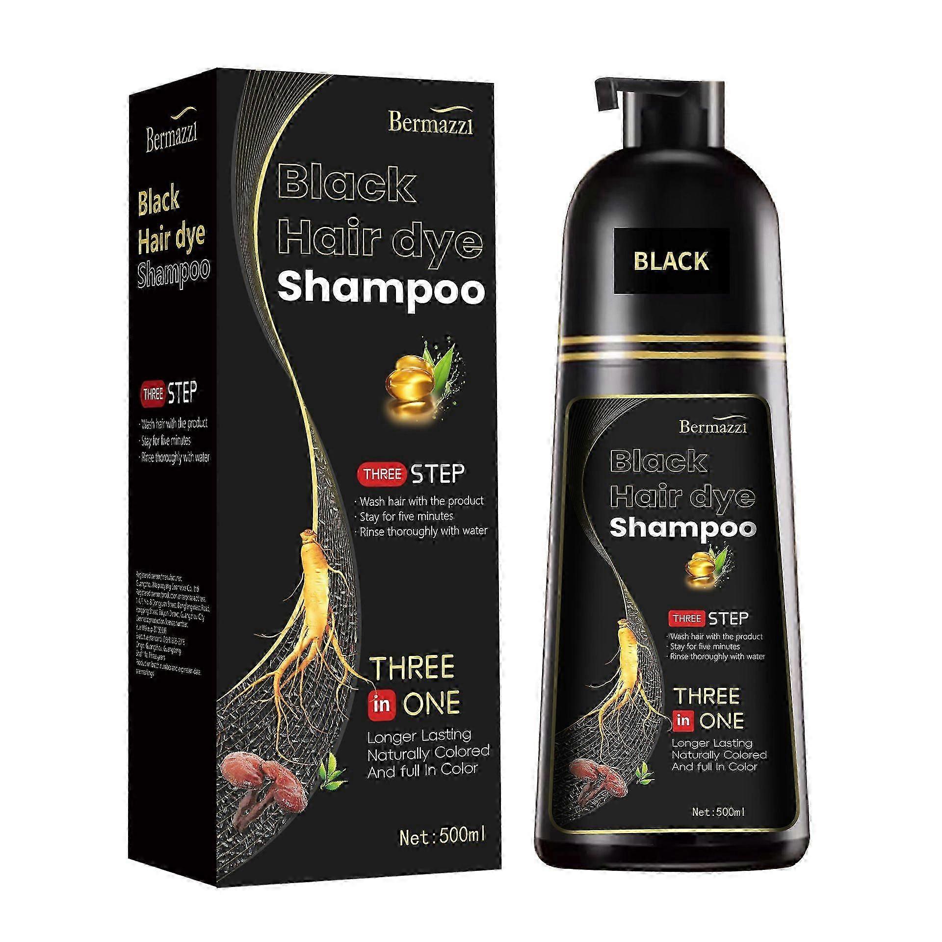 3-in-1Hair Dye Shampoo,100% Grey Coverage,Herbal Hair Color Treated Shampoo, Natural Brown/Black Long Lasting Easy to Use
