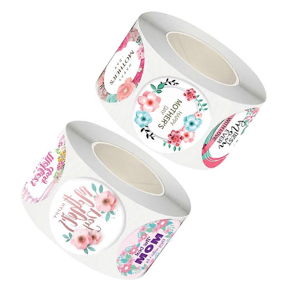 Mothers Day Stickers Rolls Sealing Stickers present Wrapping Assorted Color Square 2Rolls