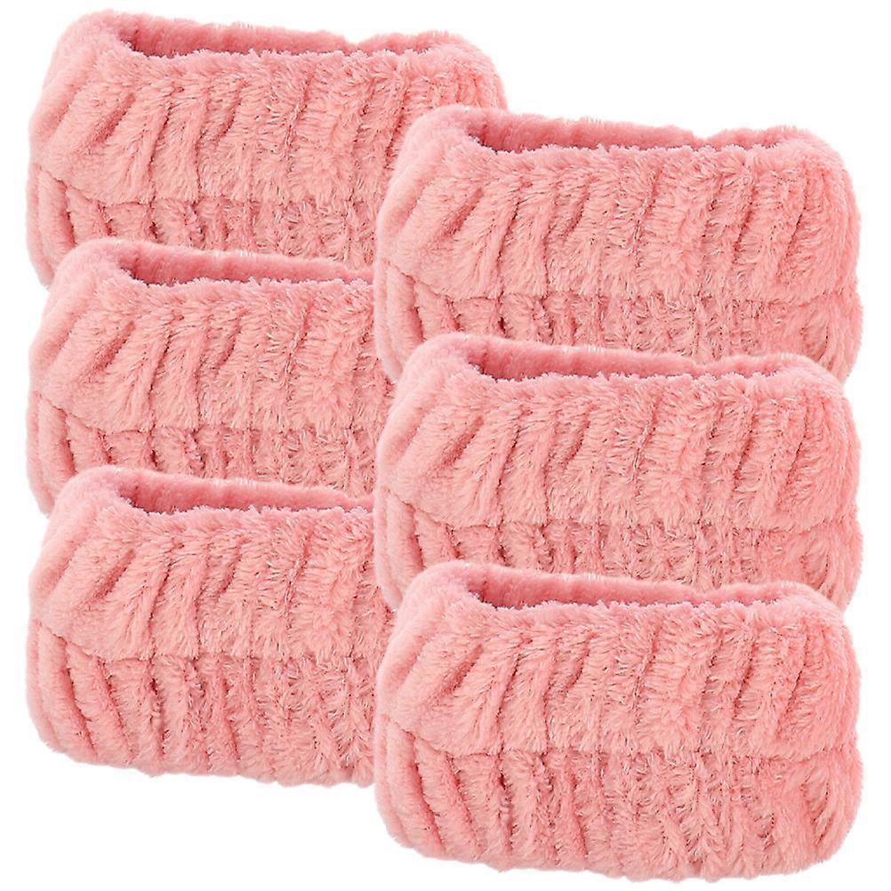 Quick-Drying Wrist Guards Reusable for Women Girls in Simple Style Pink Flannel 6Pcs