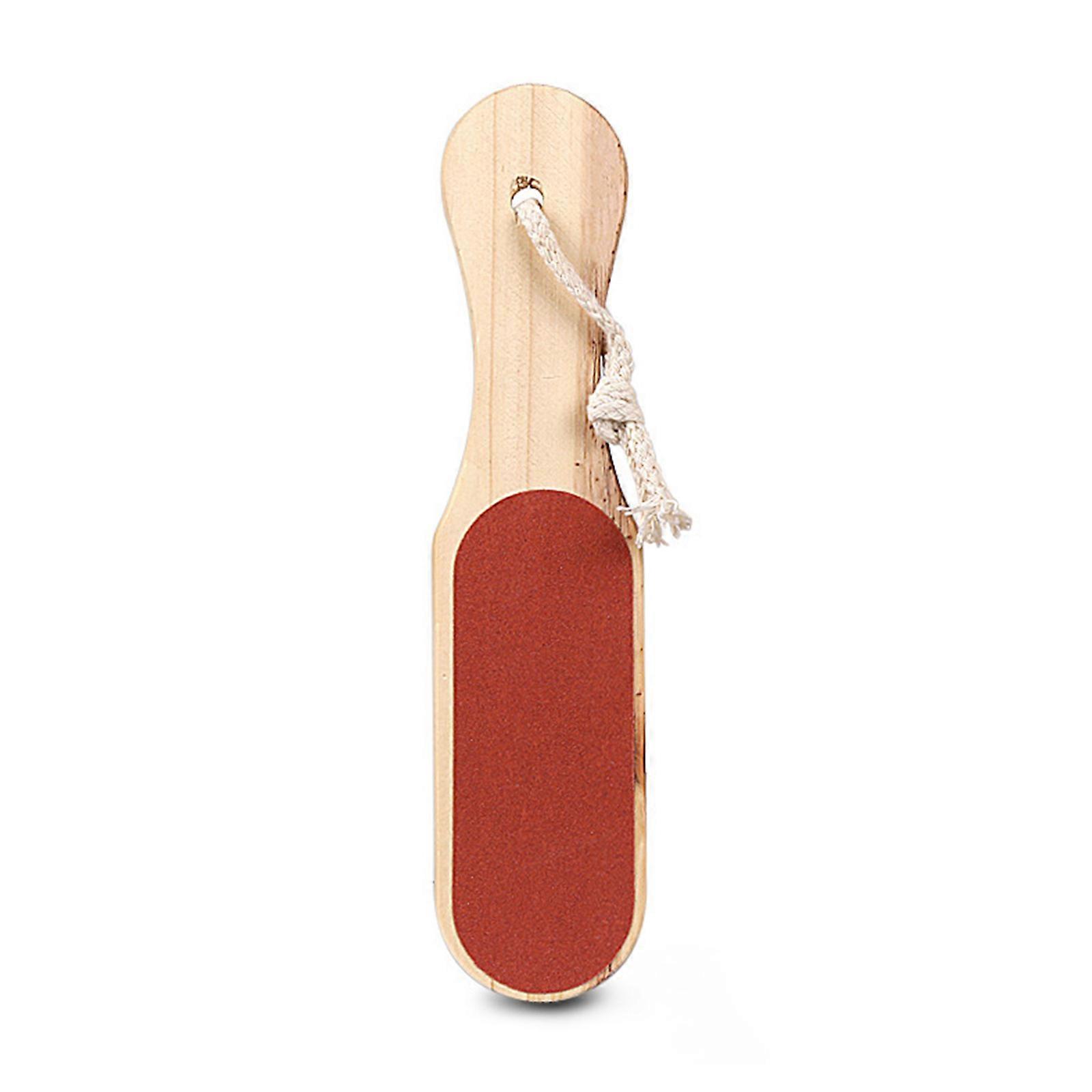 Wooden Foot Scraper Two Grit Surfaces For Deaded Skin Removal Round Pointed Tip Home Use Pedicure Essential Tool