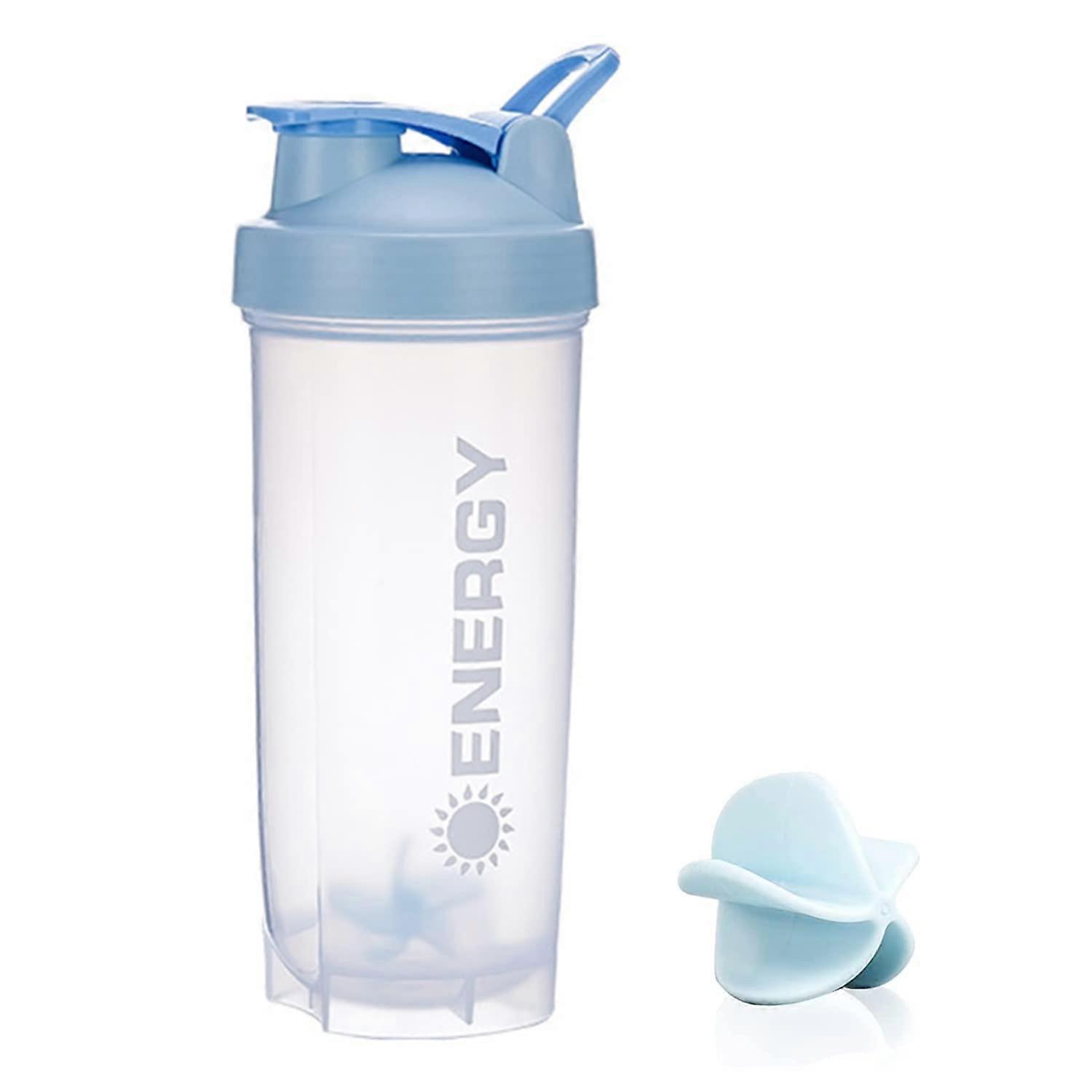 Shaker Bottle Protein Mixer 700 ml Leak-Proof Water Bottle with Whisk Ball for Pre-Workout Fitness Gym Milkshake Blue