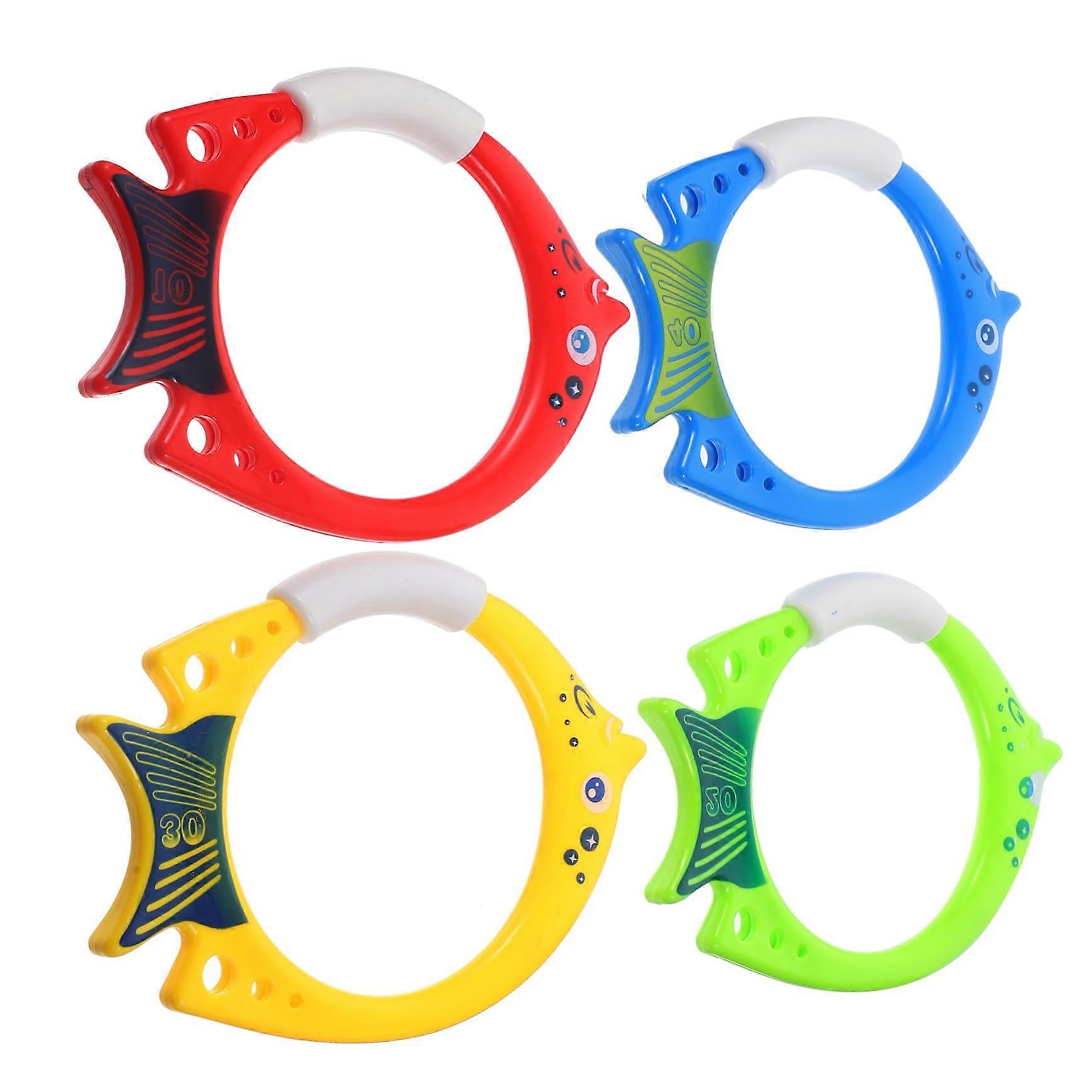 4 Pieces Underwater Fish Shape Diving Rings, Dive Toys for Creative Training Tool for More Fun in Water, Safe and Material