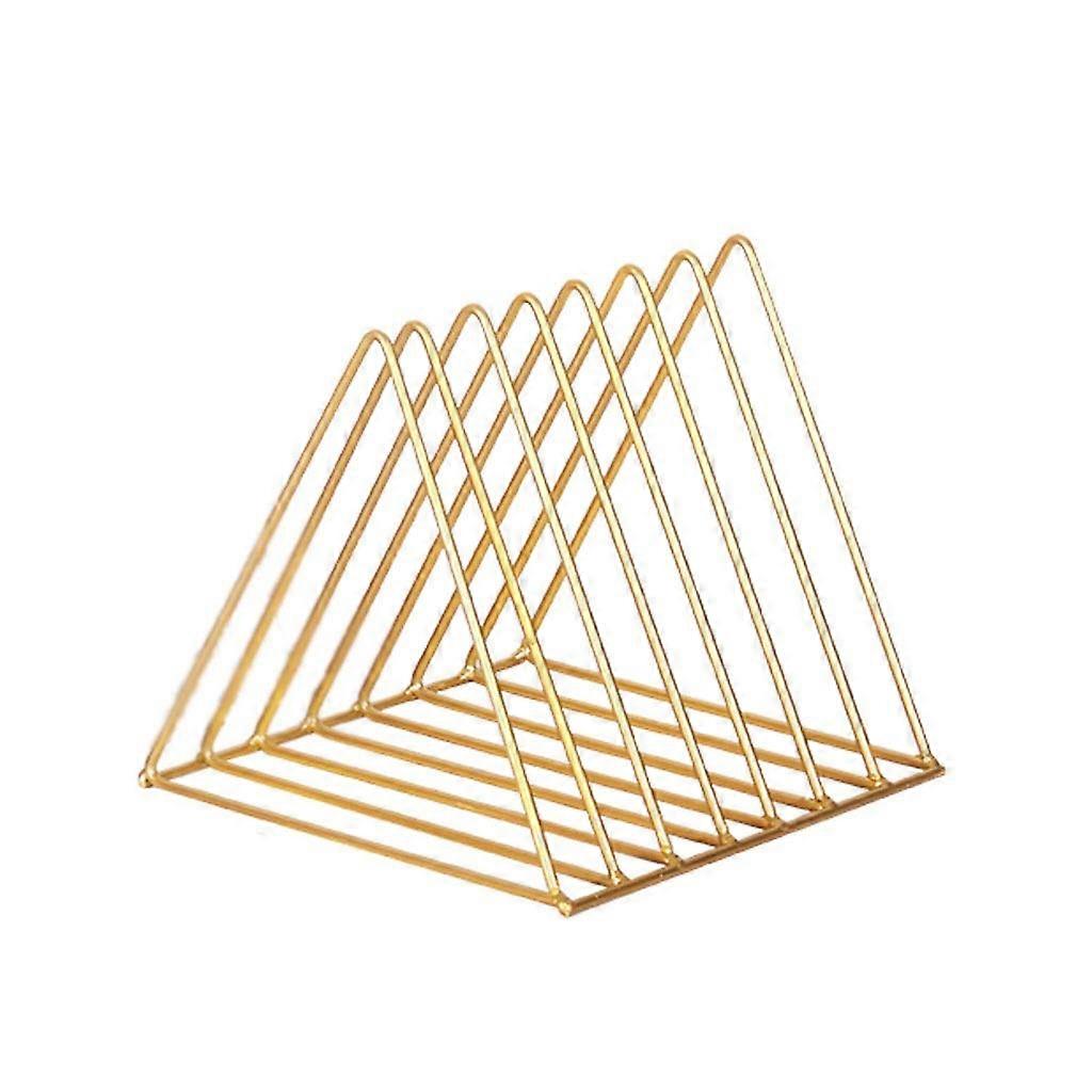 Triangular Metal Magazine Holder with Rose Gold Finish for Office and Home Decoration, Stylish File Storage Rack