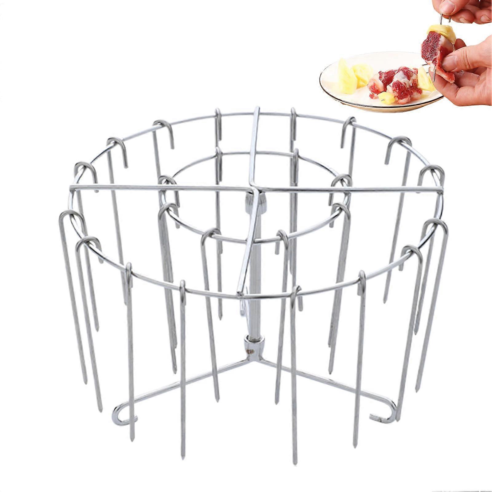 Frying basket attachment Stainless steel vertical grill grate for barbecue, vertical skewer set for chicken meat for grilling, roasting and cooking