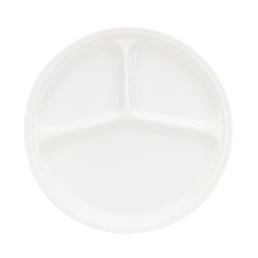 White Food Tray with 3Compartment Design for Elegant Food Serving and Storage 10.5 Inches
