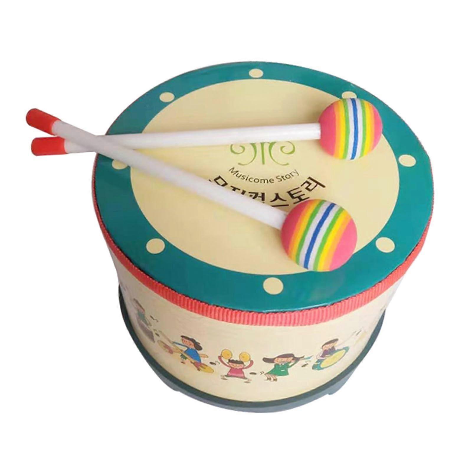 Children's drum on the ground floor, simple hand drum, tambourine, hand percussion instrument for performances, parties, festivals, colorful model