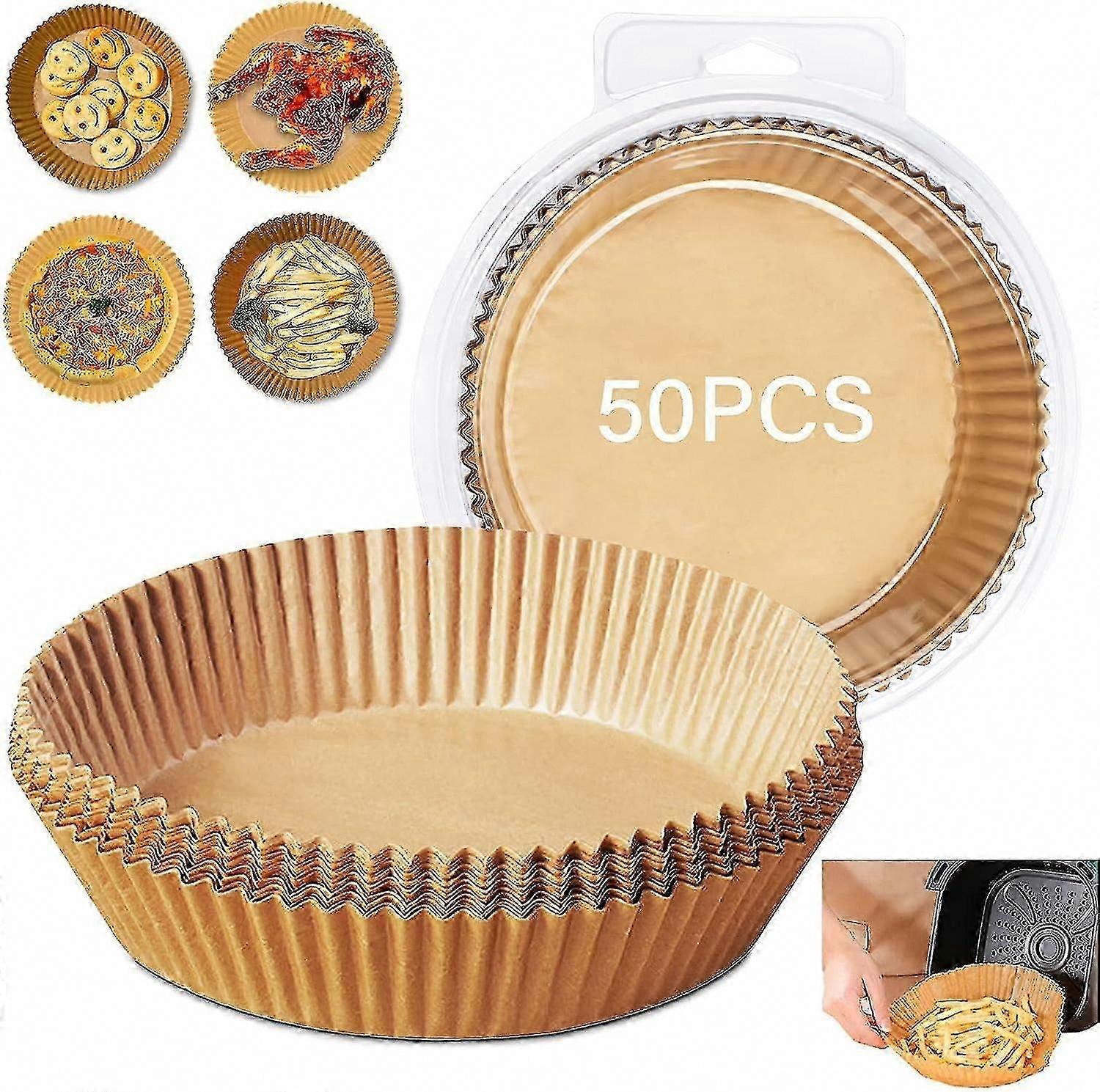 50 قطعة بطانات مقلاة هوائية مقاس 8 بوصات ، ورق زبدة غير لاصق ، مقاوم للزيت والماء ، آمن للطعام ، بطانات مستديرة يمكن التخلص منها للمقالي الهوائية