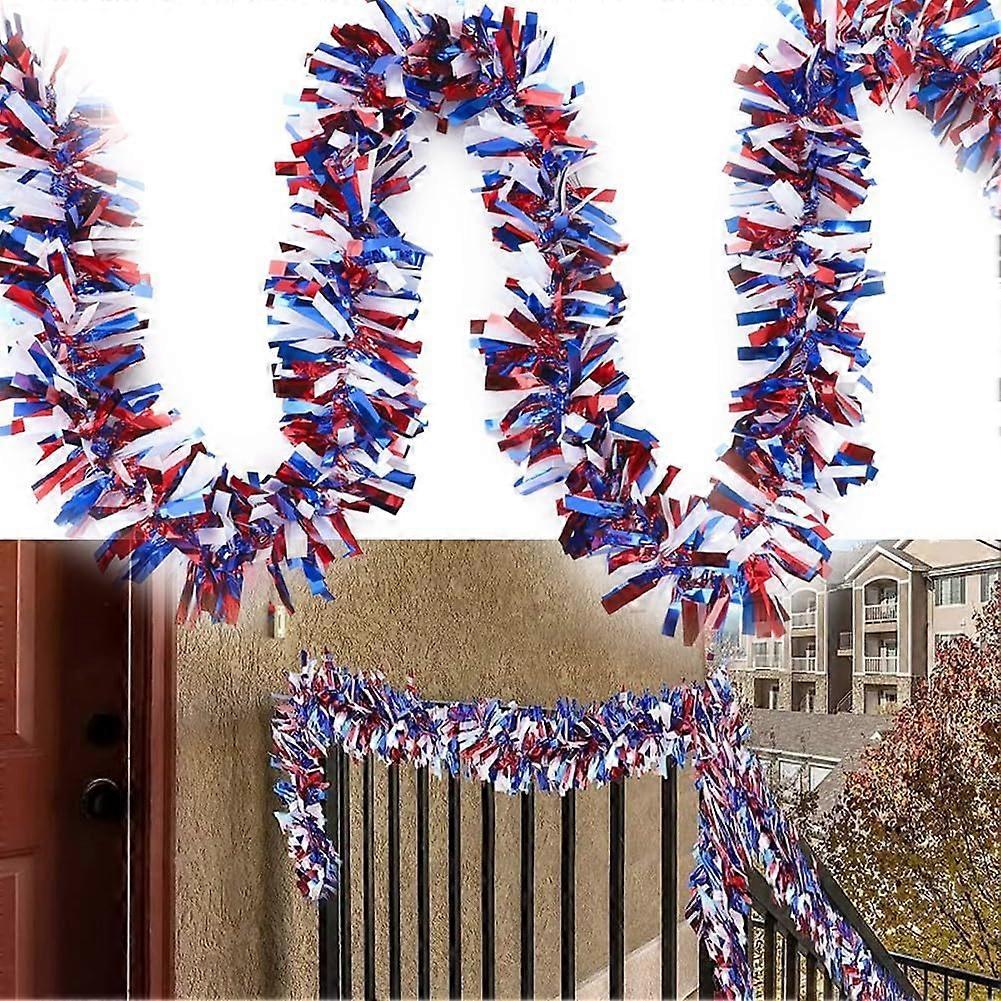 Union Party Decor Red White Blue Tinsel Garlands for DIY Projects