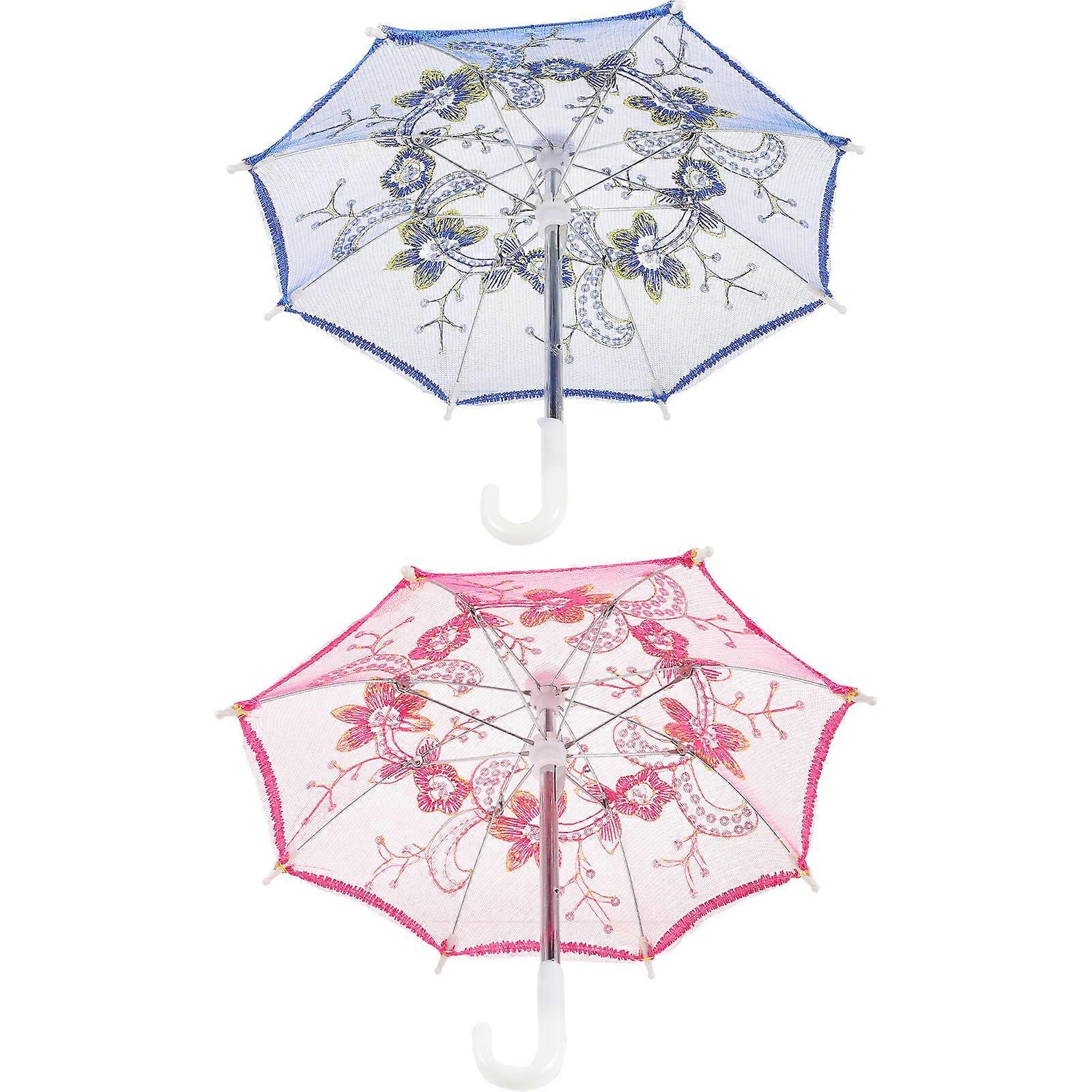 2pcs Mini Desktop Doll Umbrellas, Decorative Micro Landscape Umbrella Models for Mini House Accessories, DIY Crafts, and Photo Props for Model Lovers