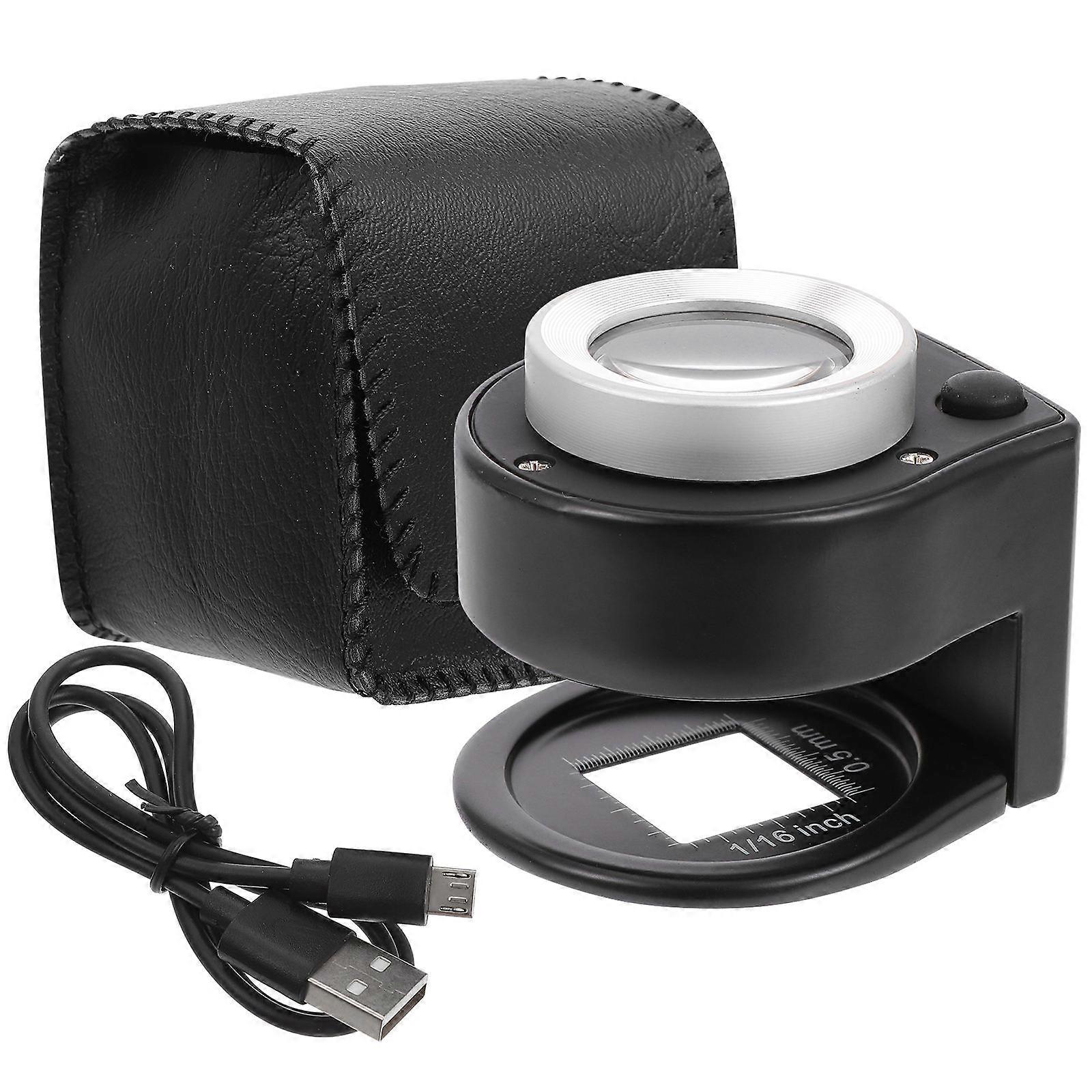 Portable Standing Desk Magnifier with Light 30X LED Desktop Magnifier for Reading Books and Maps Black